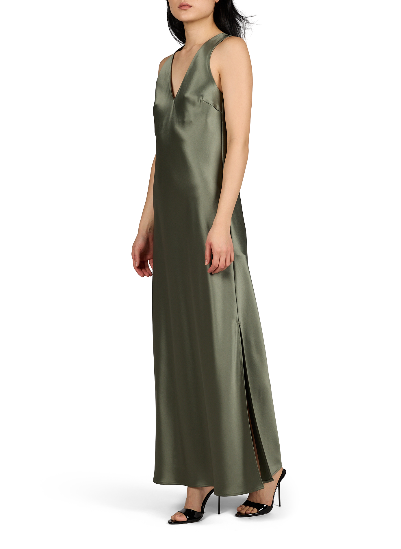 Long satin Levita dress BY MALENE BIRGER Green