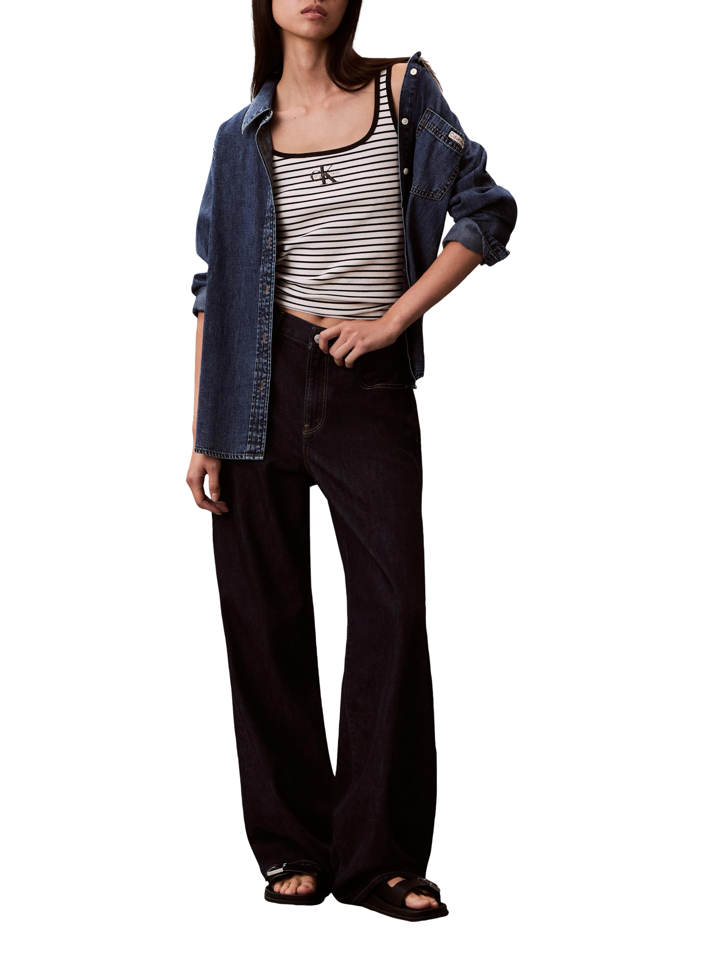 Débardeur brodé à logo en coton mélangé CALVIN KLEIN Multicolore