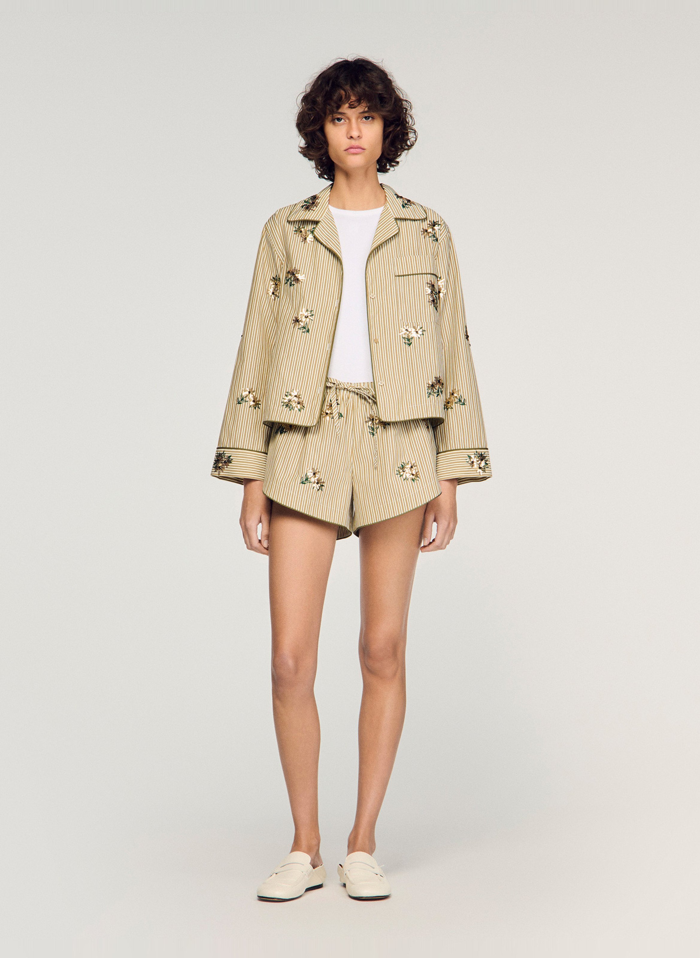 Short large à rayures SANDRO Kaki