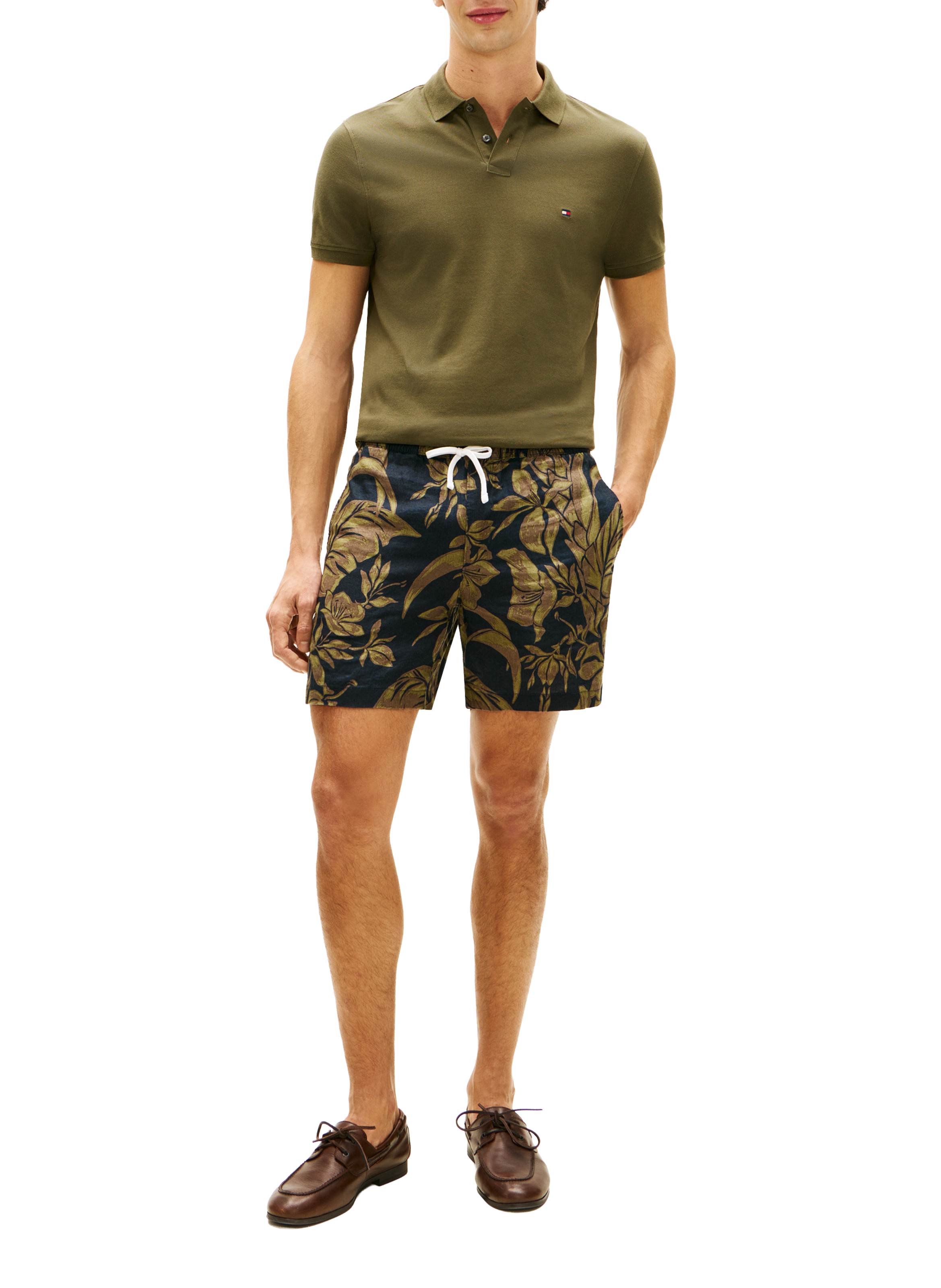 Kurze bedruckte Leinen-Chino "Dover" TOMMY HILFIGER Blau