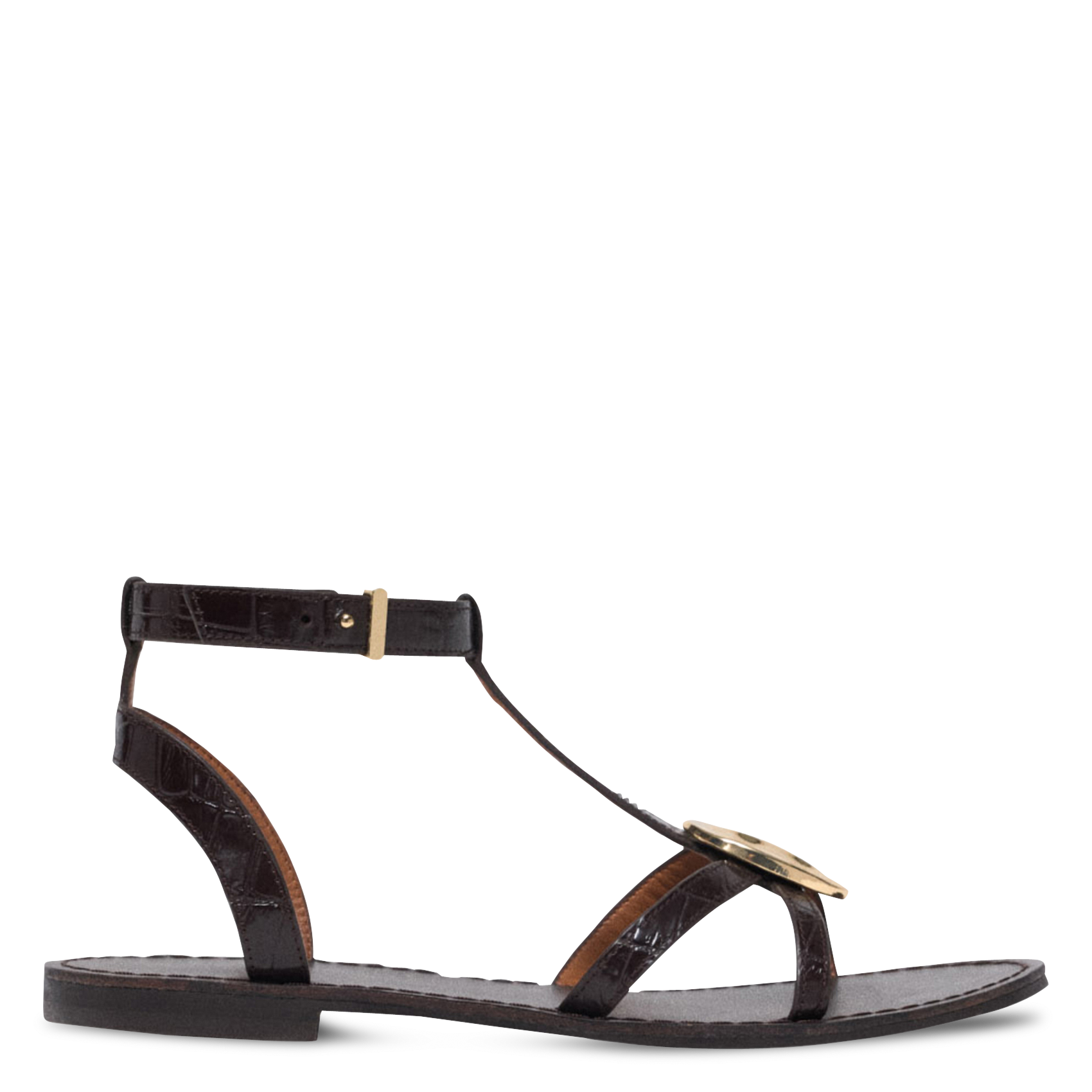 Sandales plates en cuir MAJE Marron