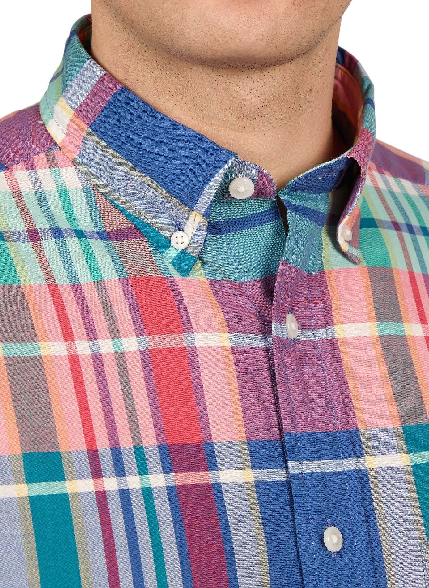 Chemise droite à carreaux en coton GANT Rose