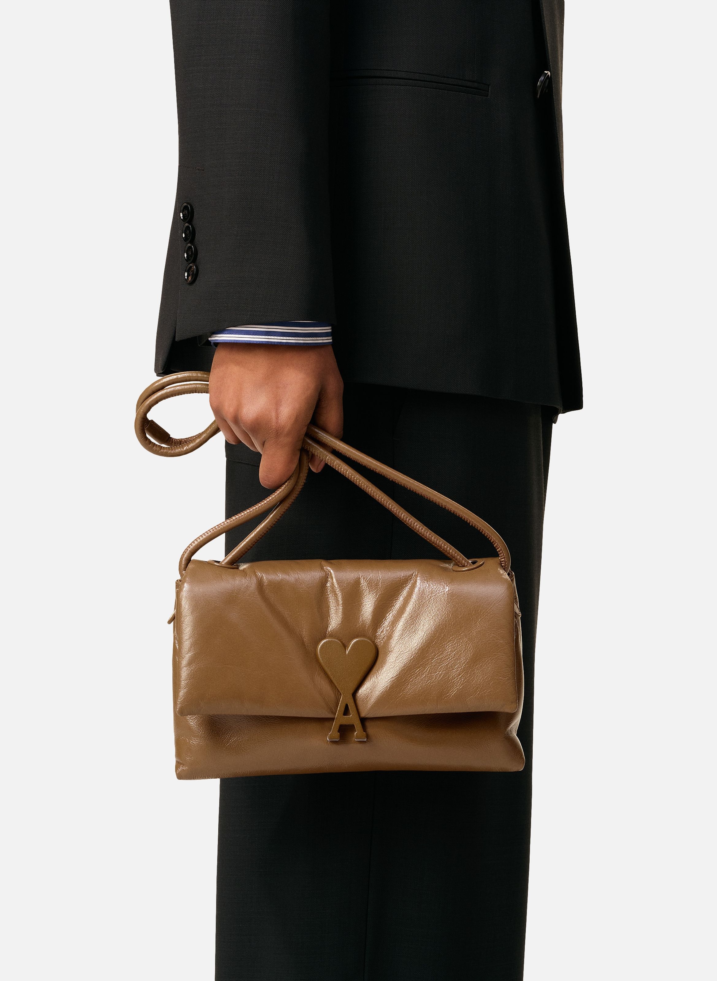 Sac voulez vous en cuir lisse unisexe AMI PARIS Gris
