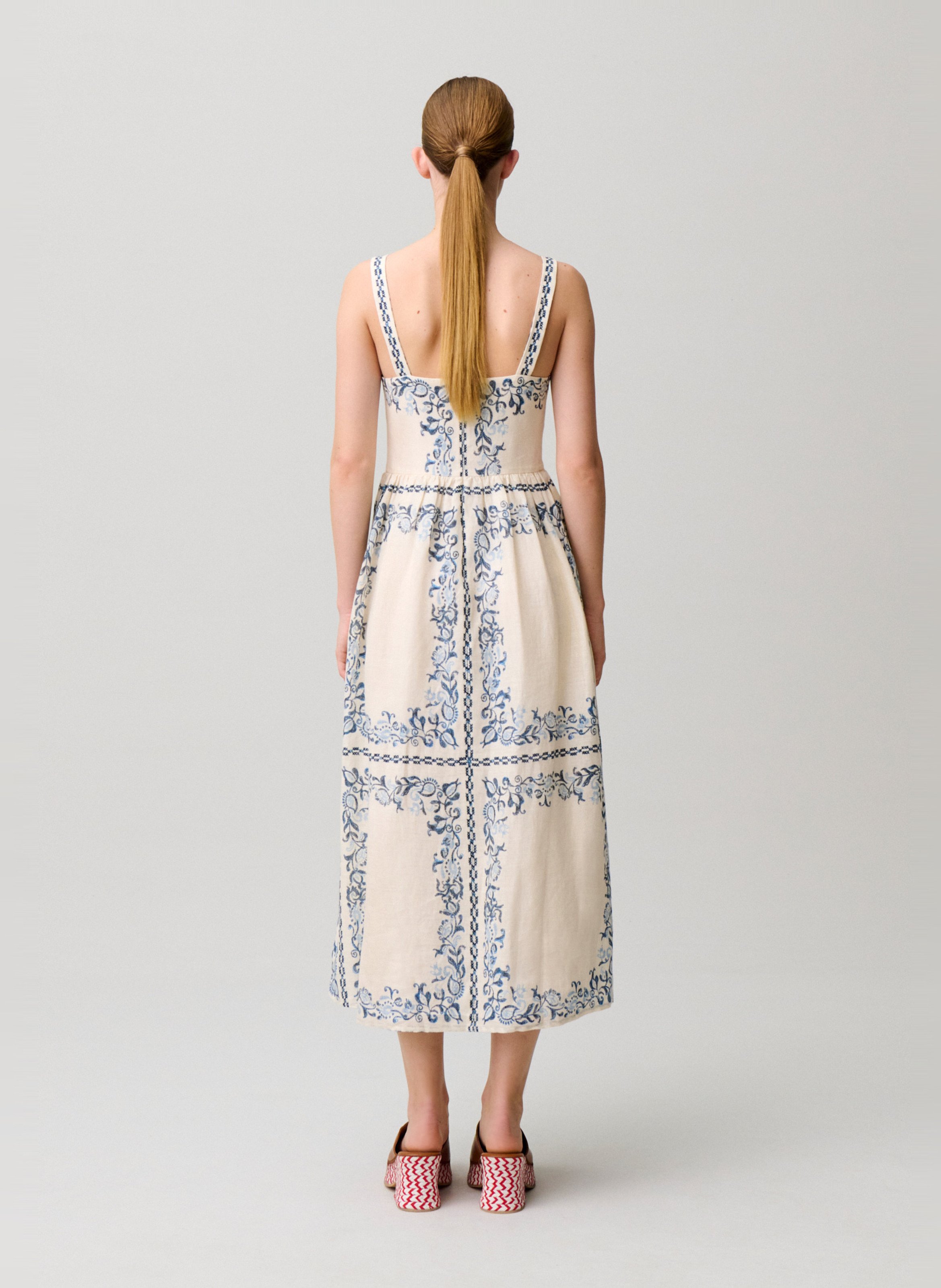 Robe en lin imprimé Multicolore
