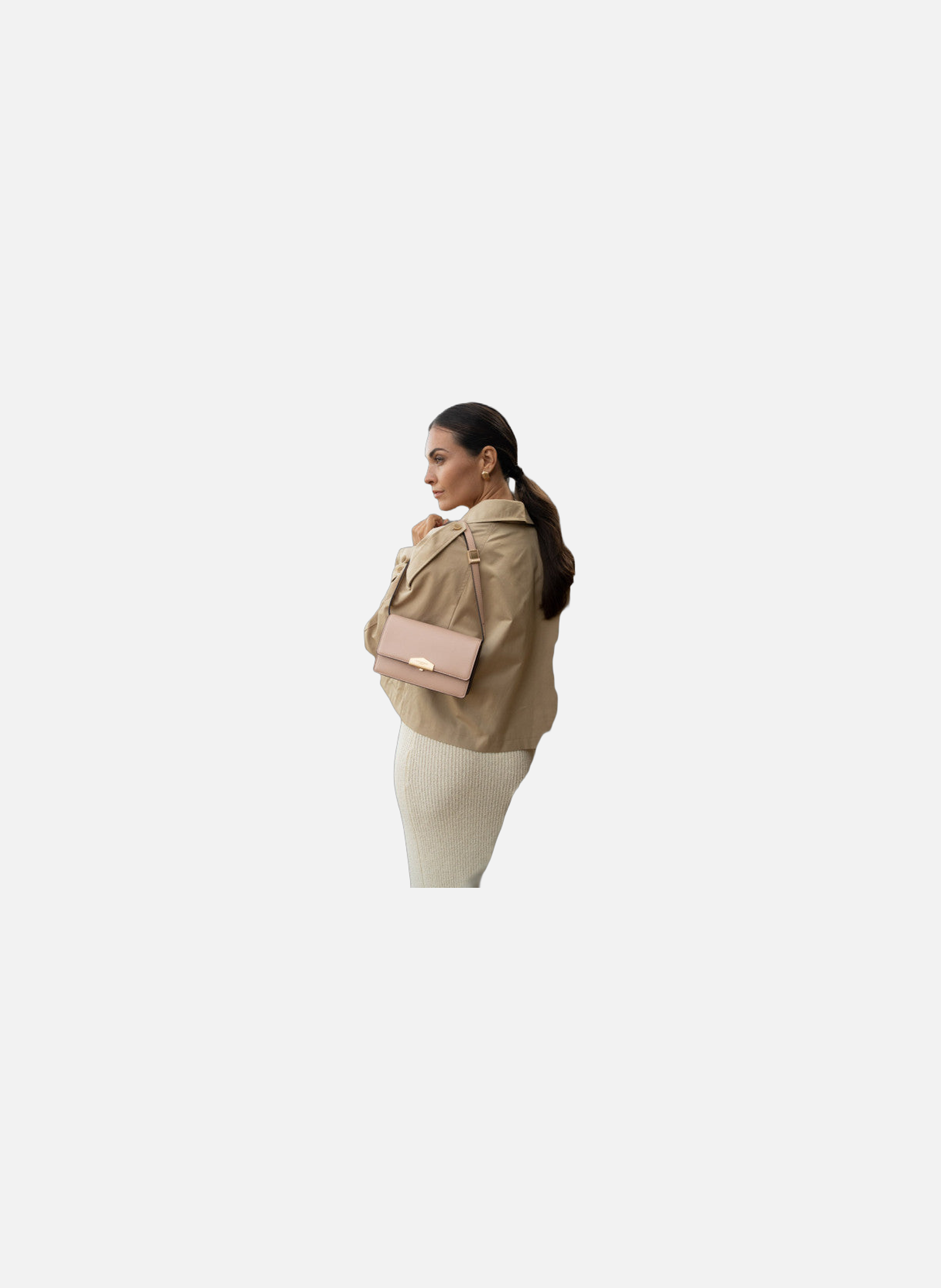 Anjou | sac porté épaule pm en cuir lisse POURCHET Rose