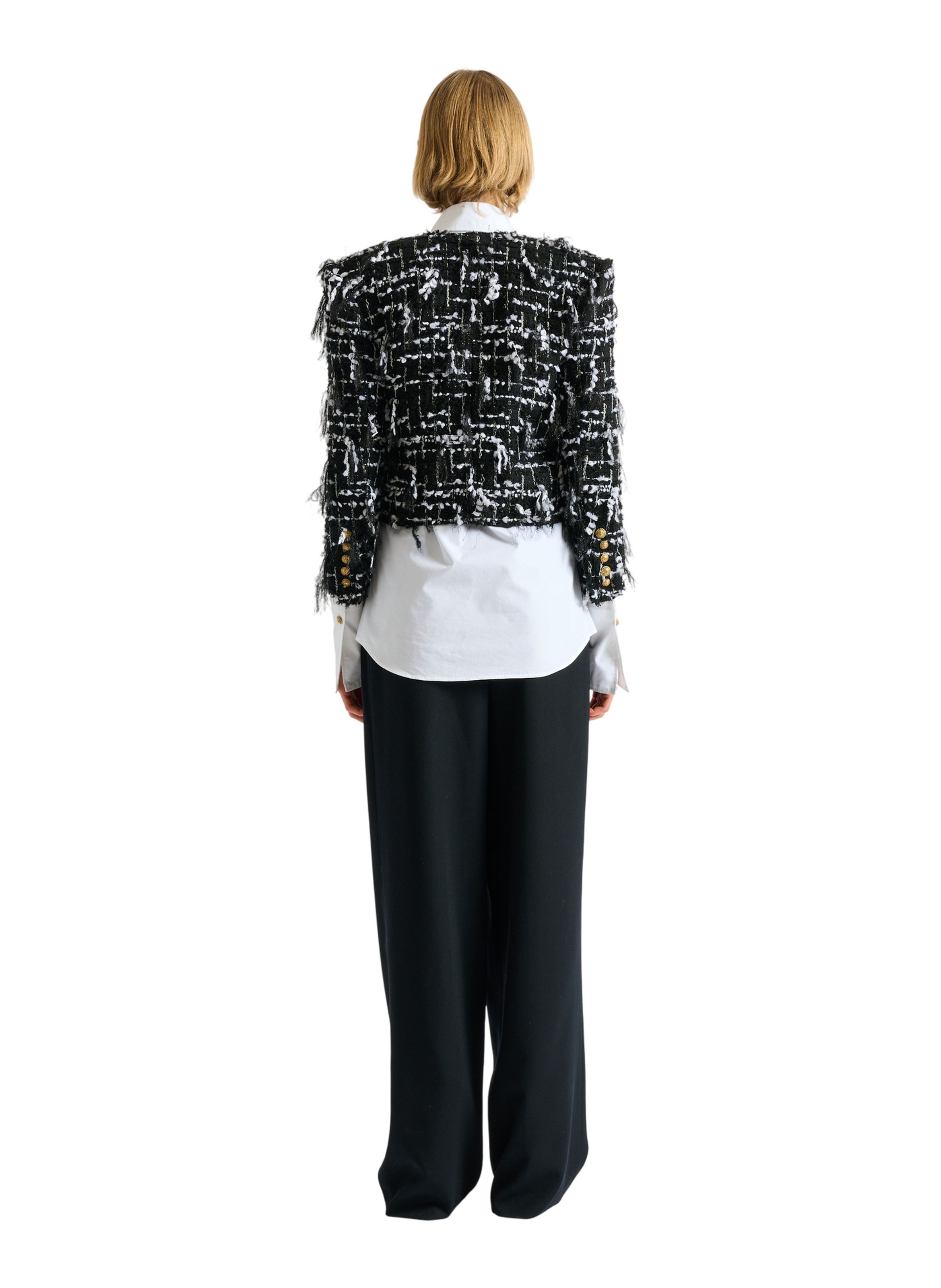 Spencer en tweed frangé BALMAIN Noir