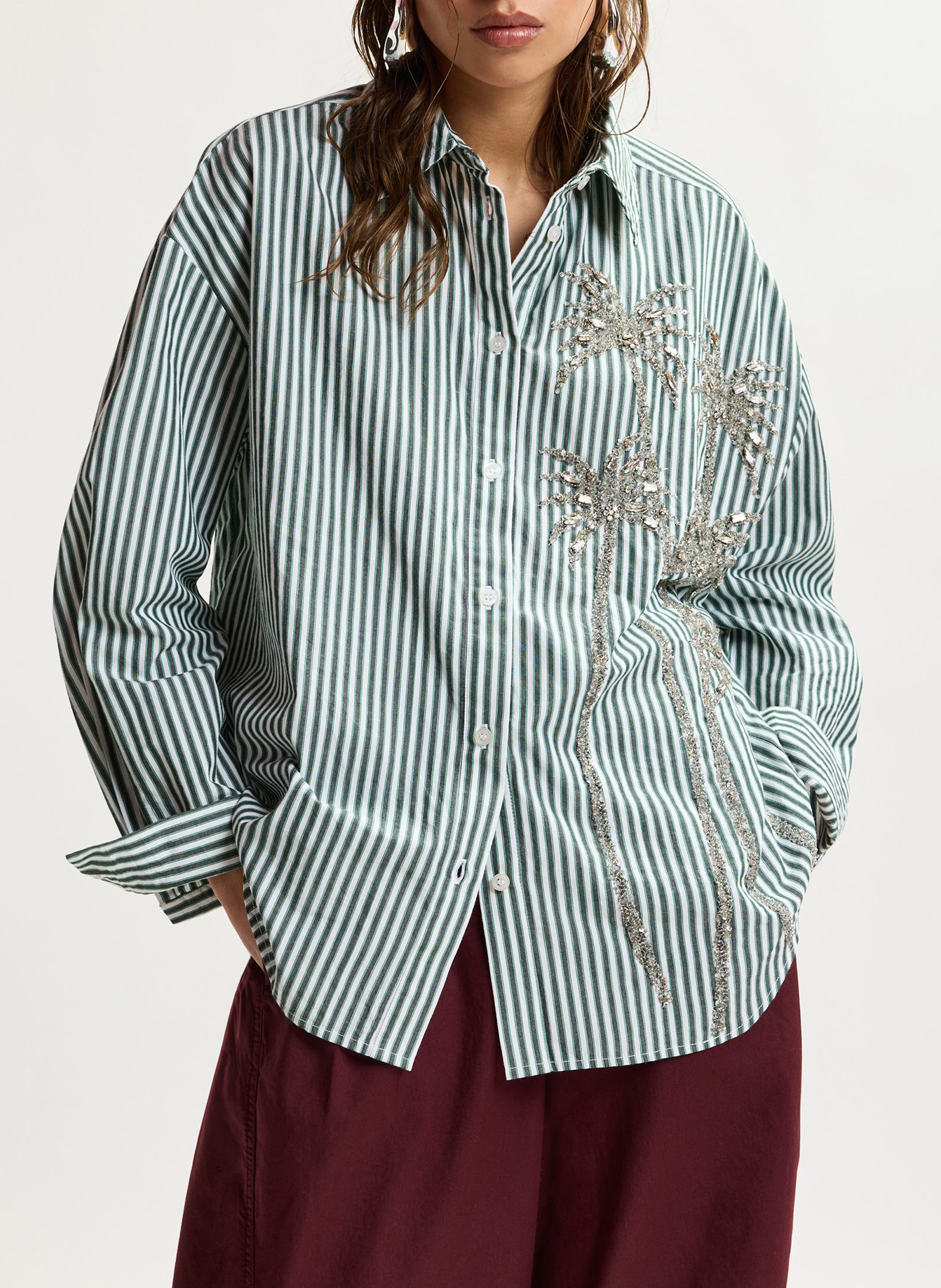 Chemise oversize col classique rayée kasper ESSENTIEL ANTWERP Blanc