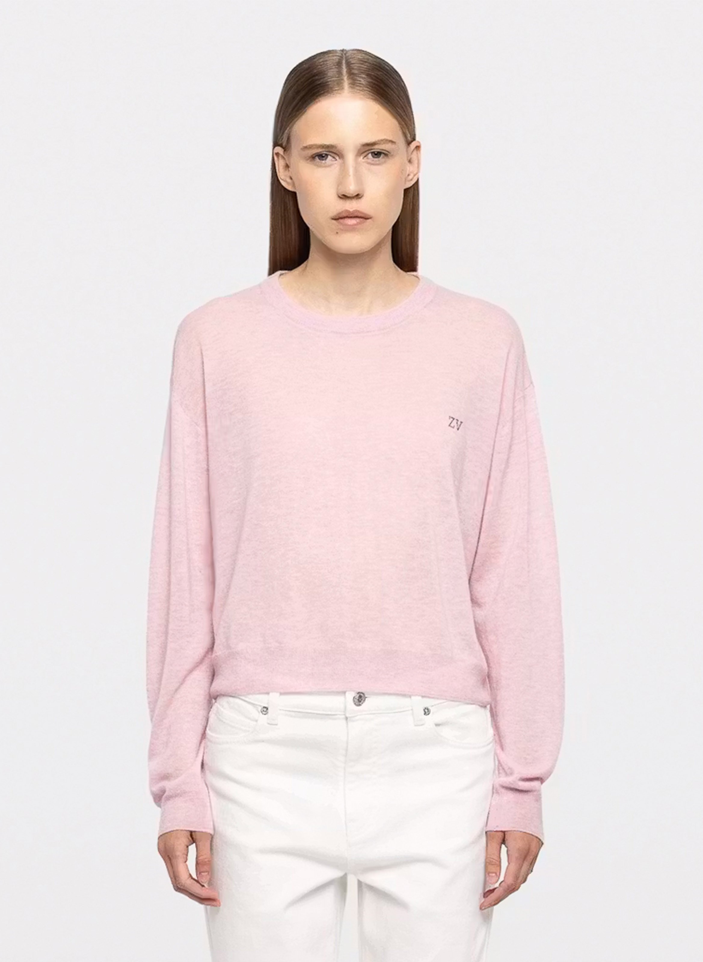 Pull oversize col rond en cachemire swapy ZADIG&VOLTAIRE Rose
