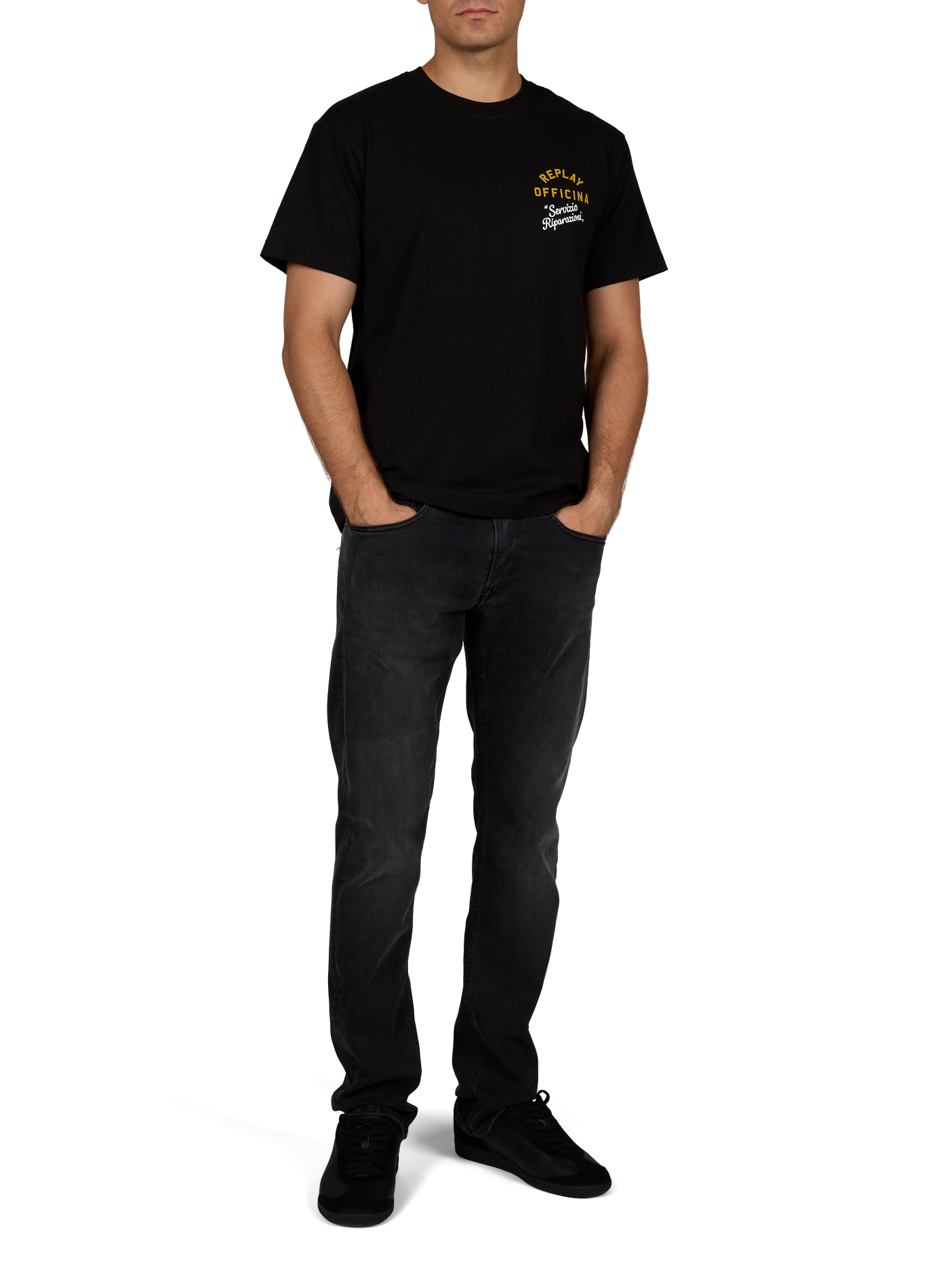 T-shirt with printed front and back in cotton REPLAY Black