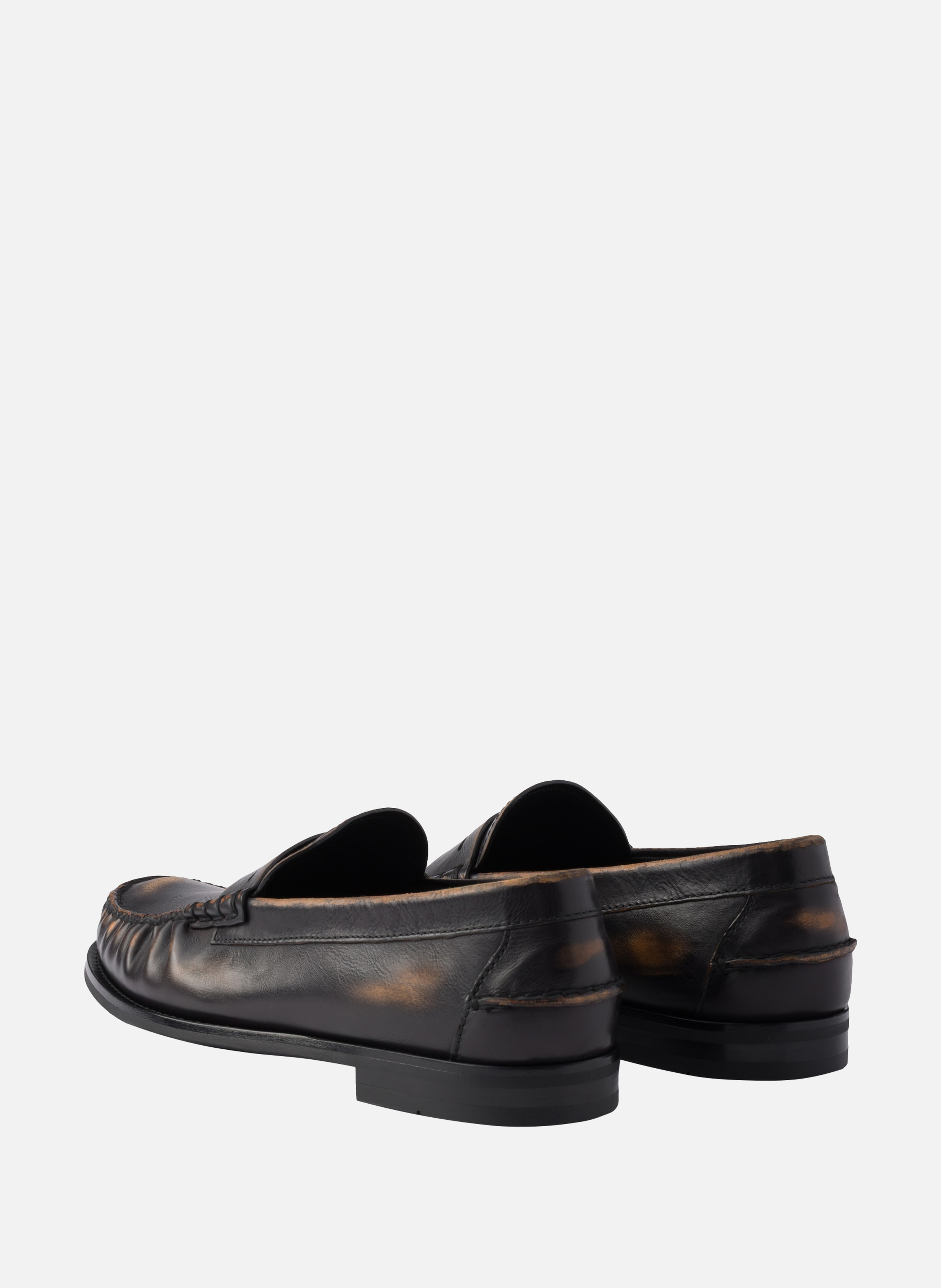 Mocassins en cuir vieilli PRADA Noir
