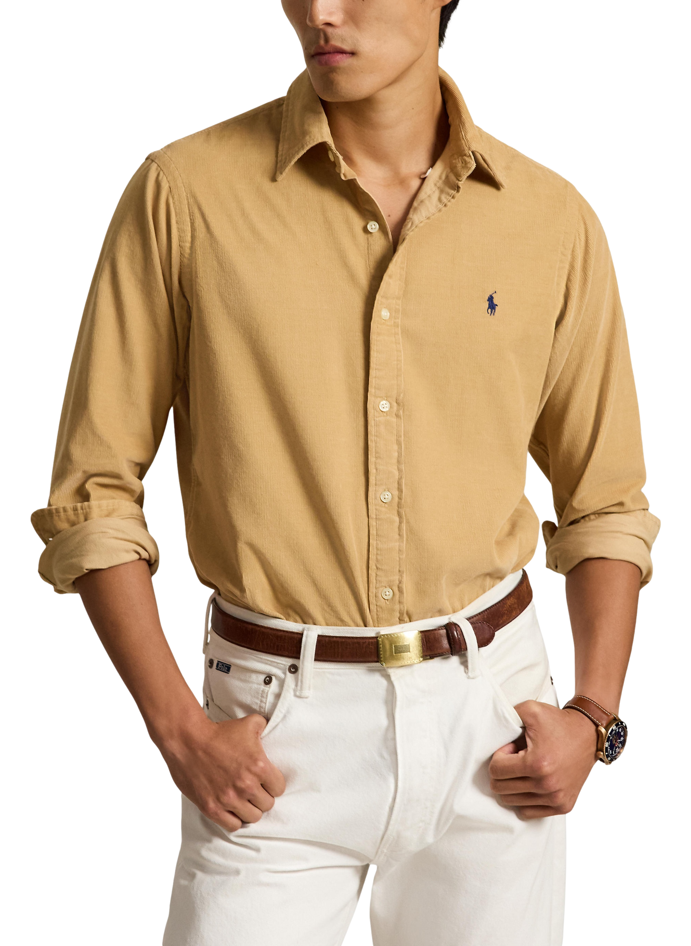 Rechte corduroy hemd van katoen POLO RALPH LAUREN Beige