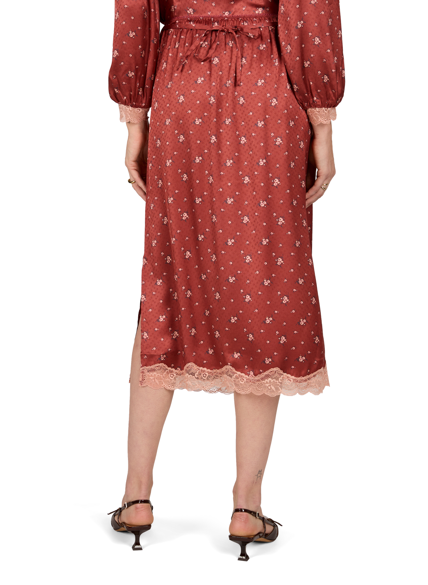 Midi rok met kanten print PETITE MENDIGOTE Oranje