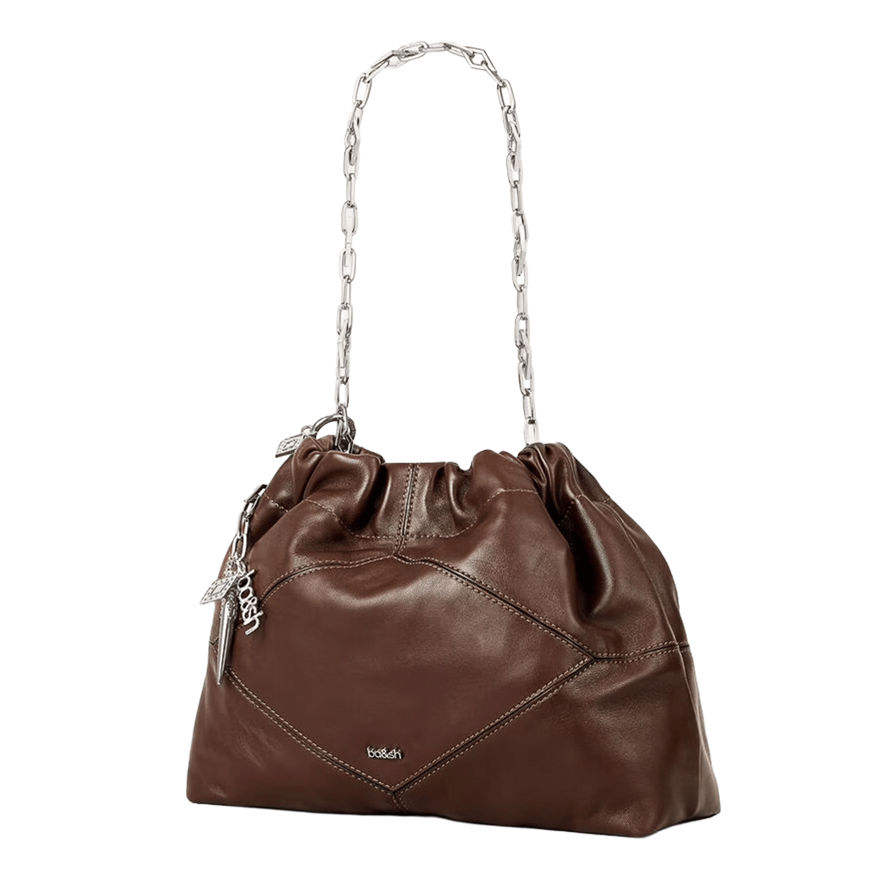 Schoudertas van leer mini June tote BA&SH Bruin
