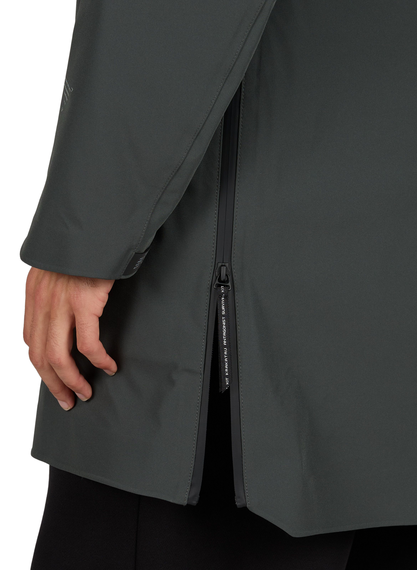 Long straight plain hooded parka KRAKATAU Khaki