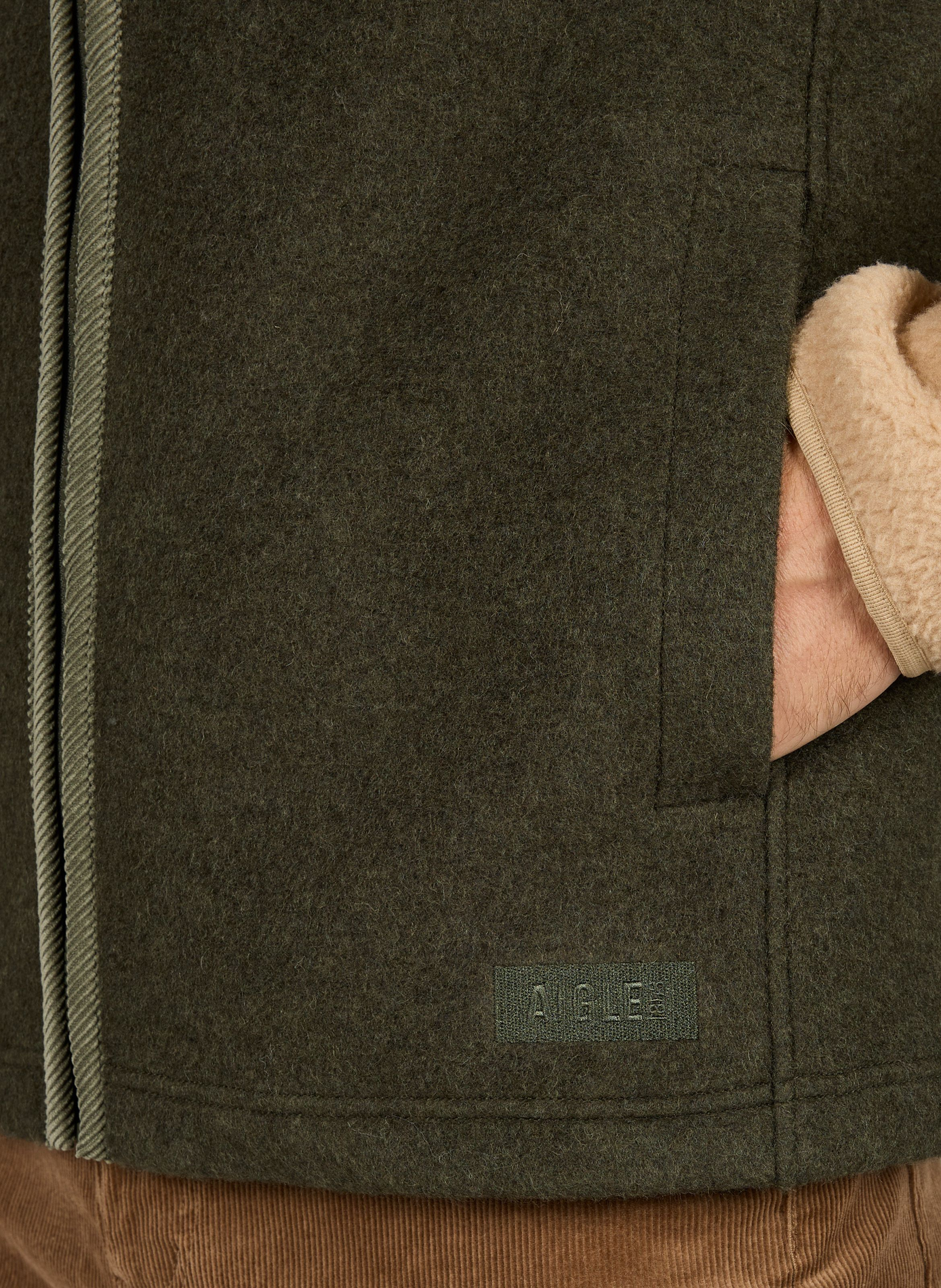 Vest met opstaande kraag van gemengde wol AIGLE Kaki