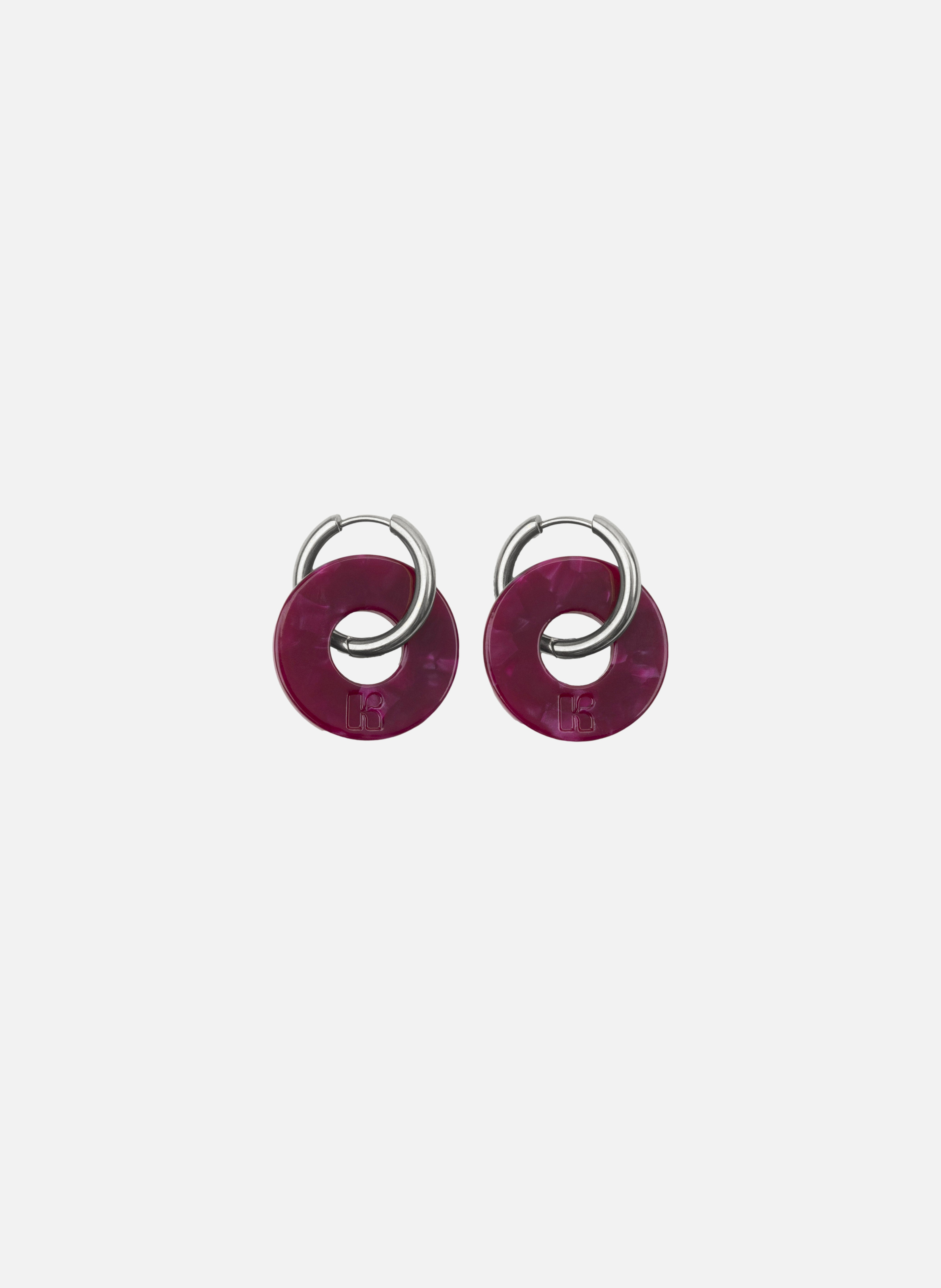 Boucles d'oreilles donuts avec anneaux en acier inoxydable argenté  Cerise