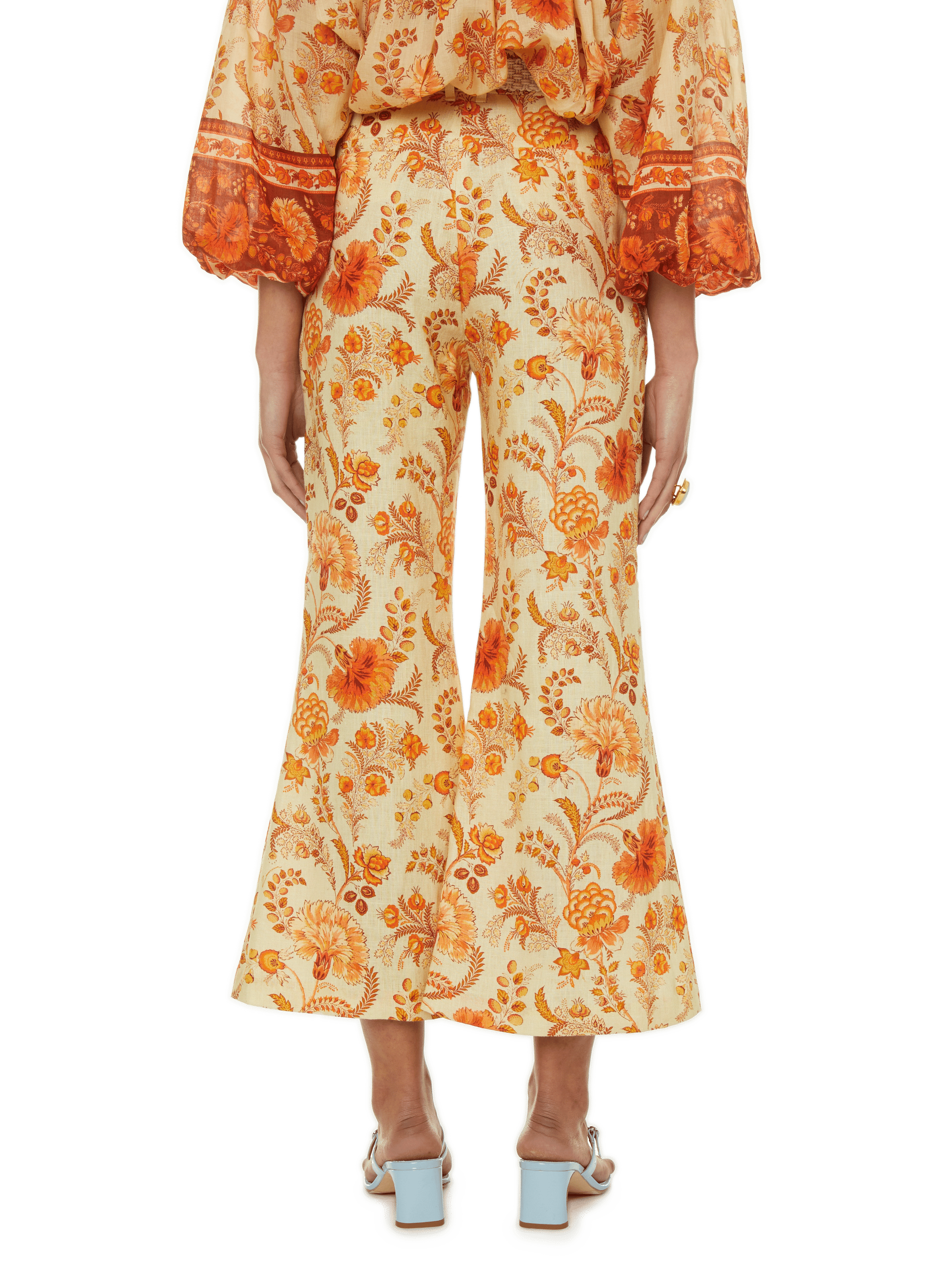 Pantalon large en lin ZIMMERMANN Orange