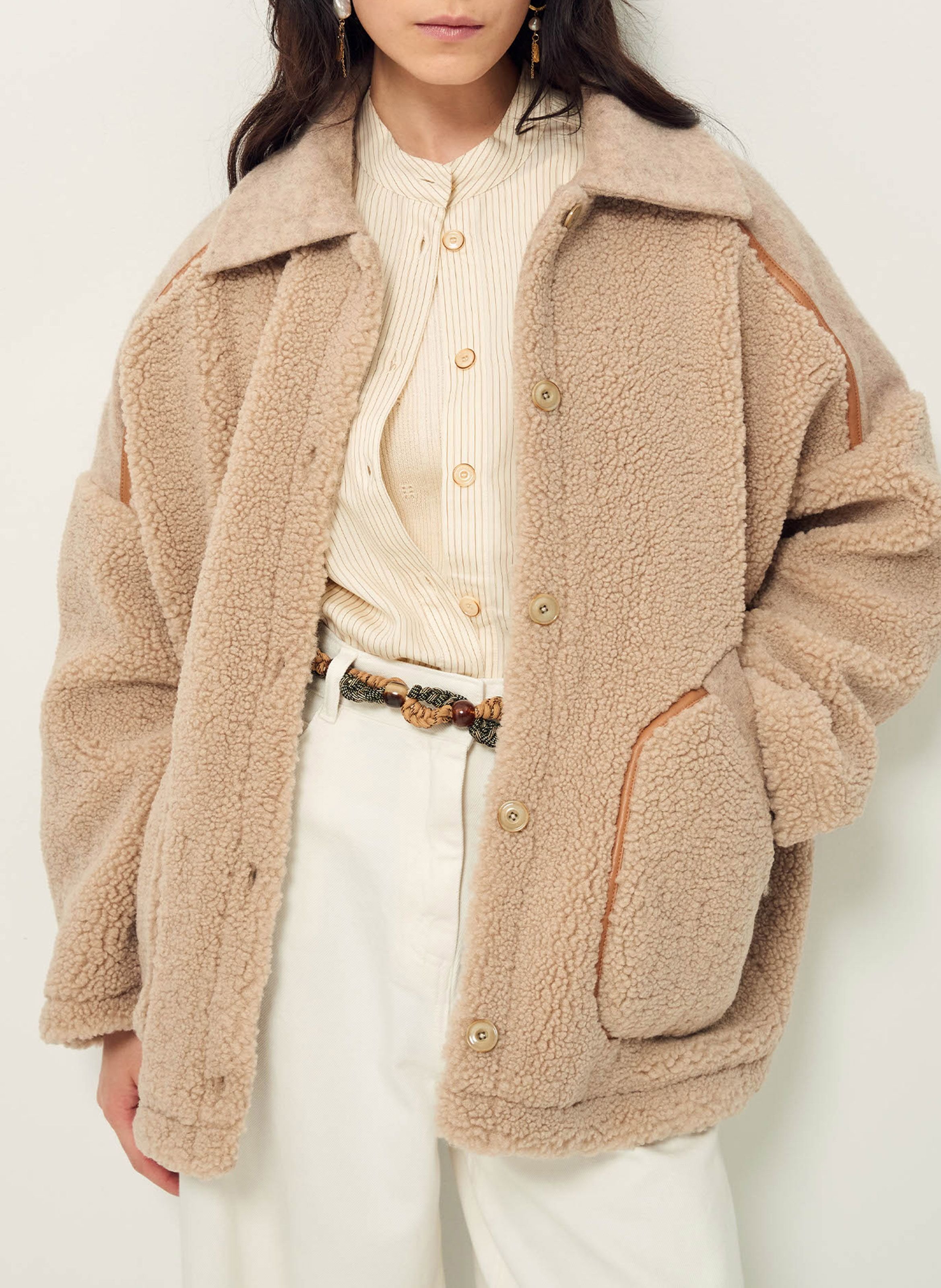 Veste oversize en laine mélangée icy rocky SESSUN Beige