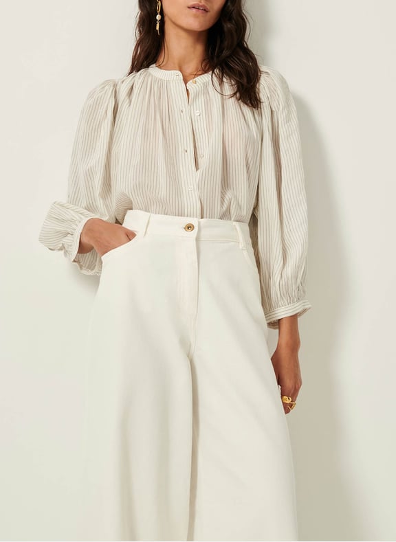 Blouse droite rayée lucy h Gris by SESSUN SESSUN Blouse droite rayée lucy h Gris