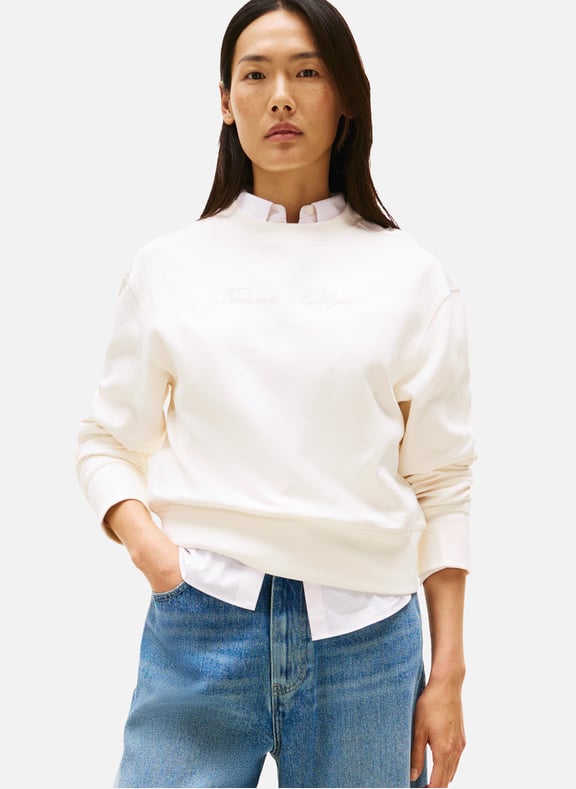 Sweat ample en coton mélangé Blanc by TOMMY HILFIGER TOMMY HILFIGER Sweat ample en coton mélangé Blanc