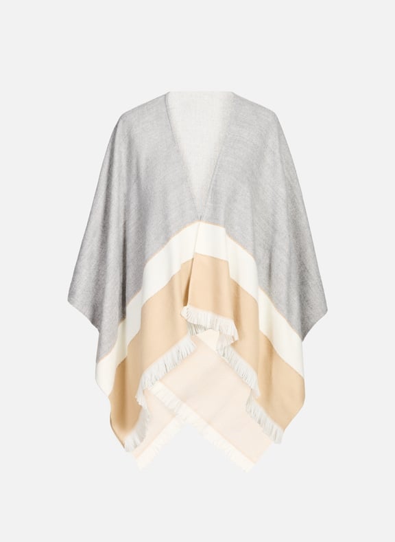 Poncho with golden trim Grey by AU PRINTEMPS PARIS AU PRINTEMPS PARIS Poncho with golden trim Grey