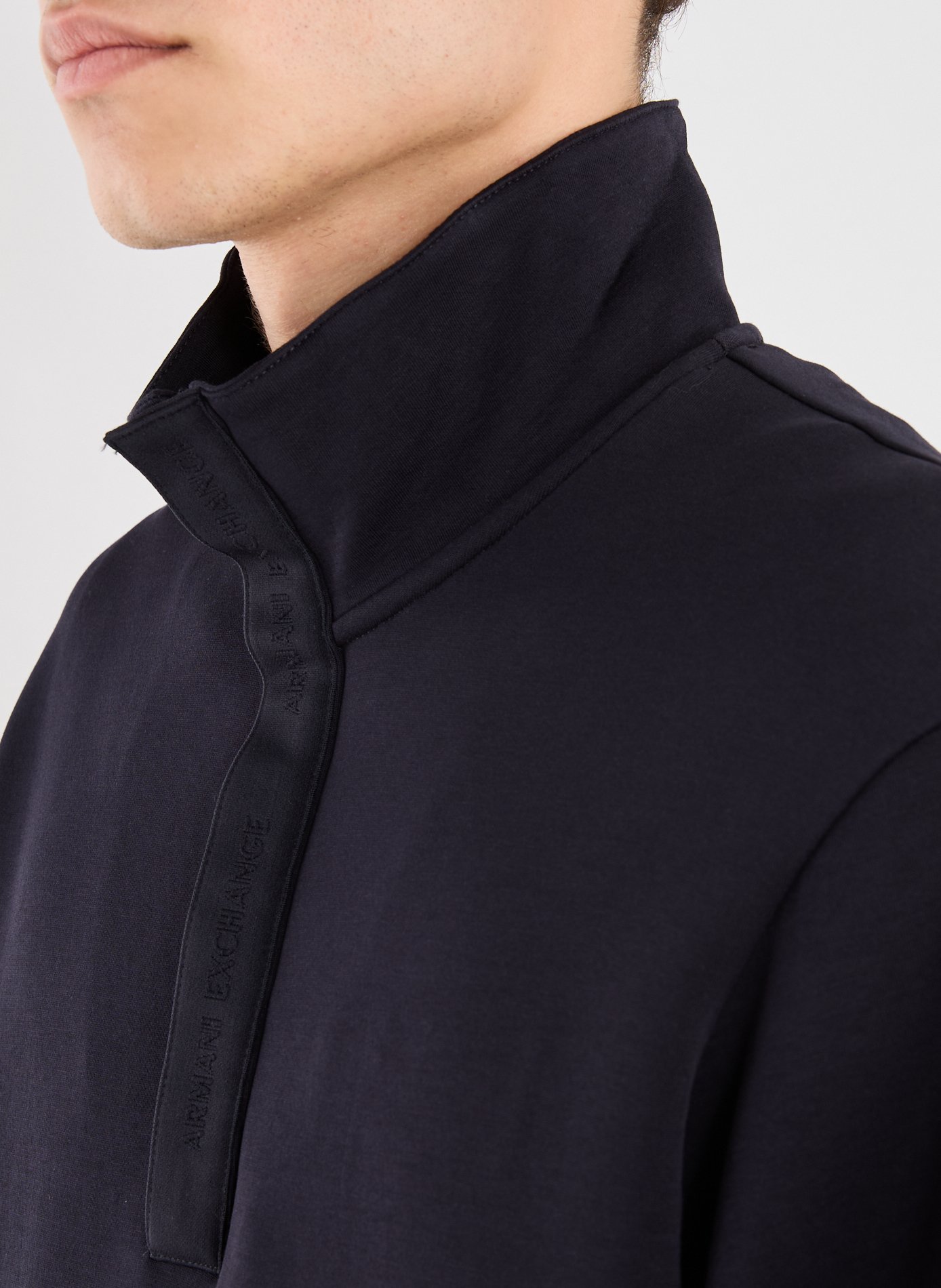 Straight high-neck sweatshirt in blended cotton ARMANI EXCHANGE Blue