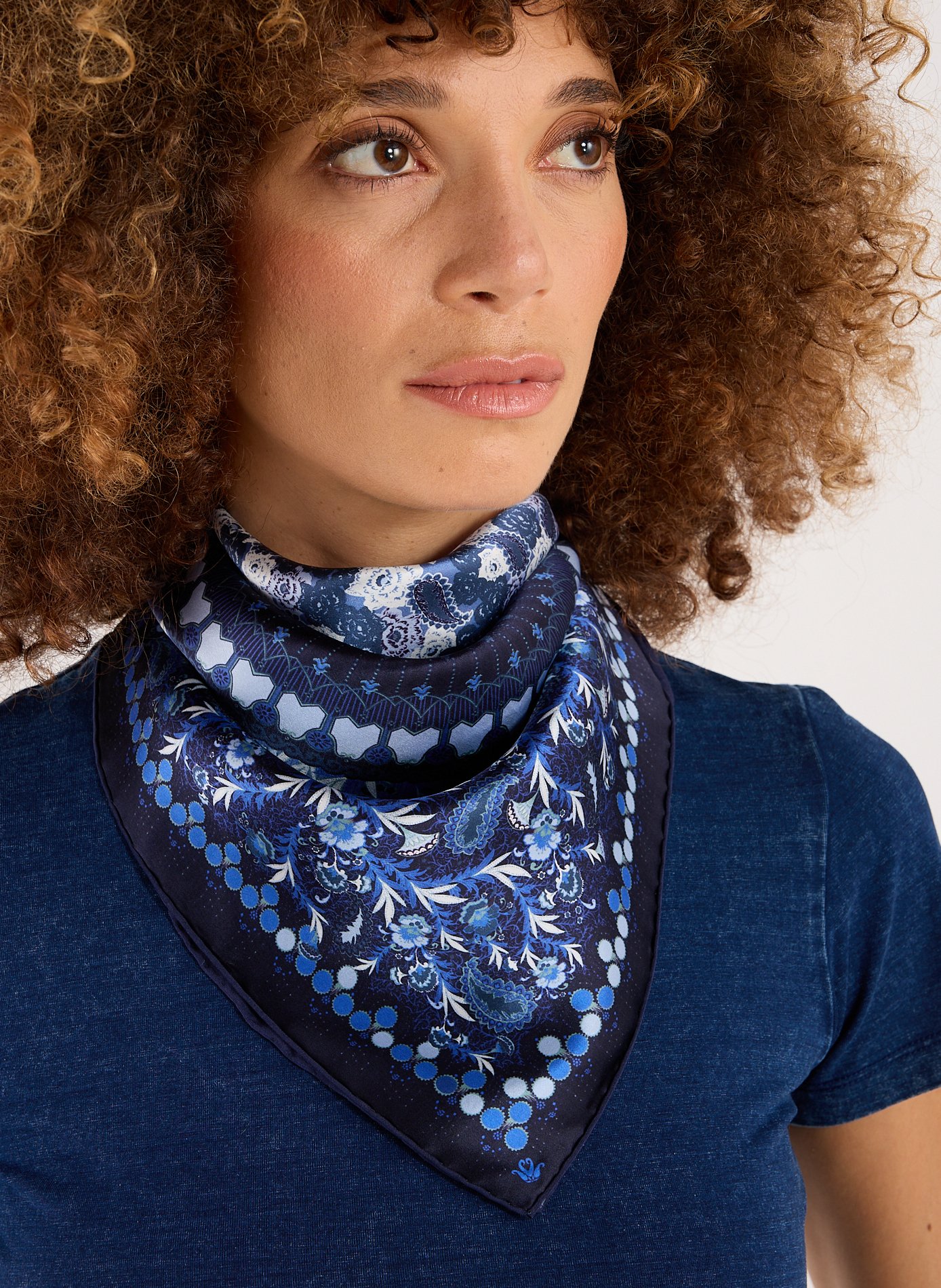 Foulard Boheme en soie PETRUSSE Bleu