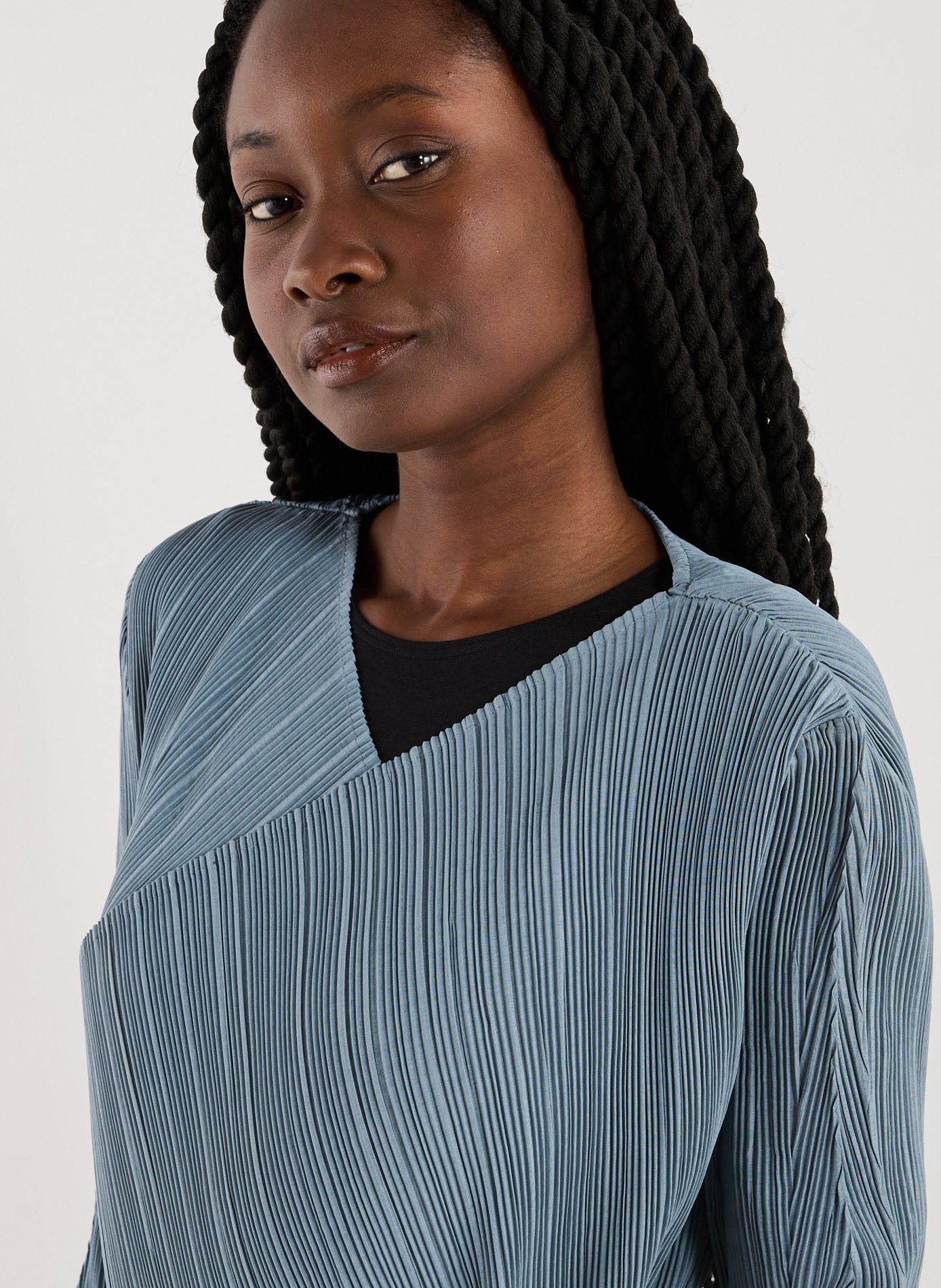 Veste évasée aspect plissé ADOLFO DOMINGUEZ Gris