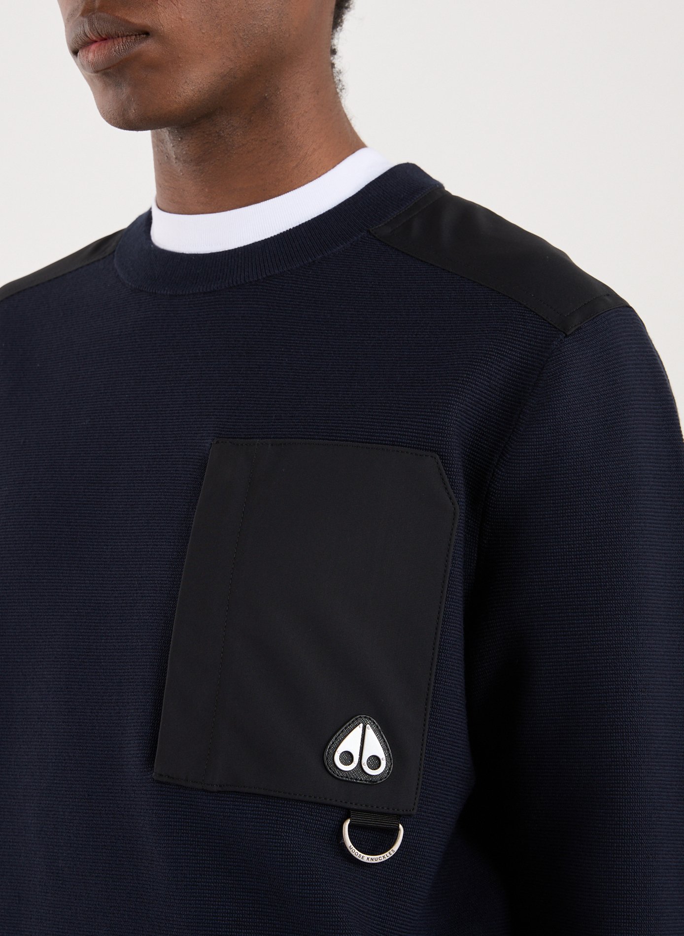 Textured Bi-material Sweatshirt MOOSE KNUCKLES Blue