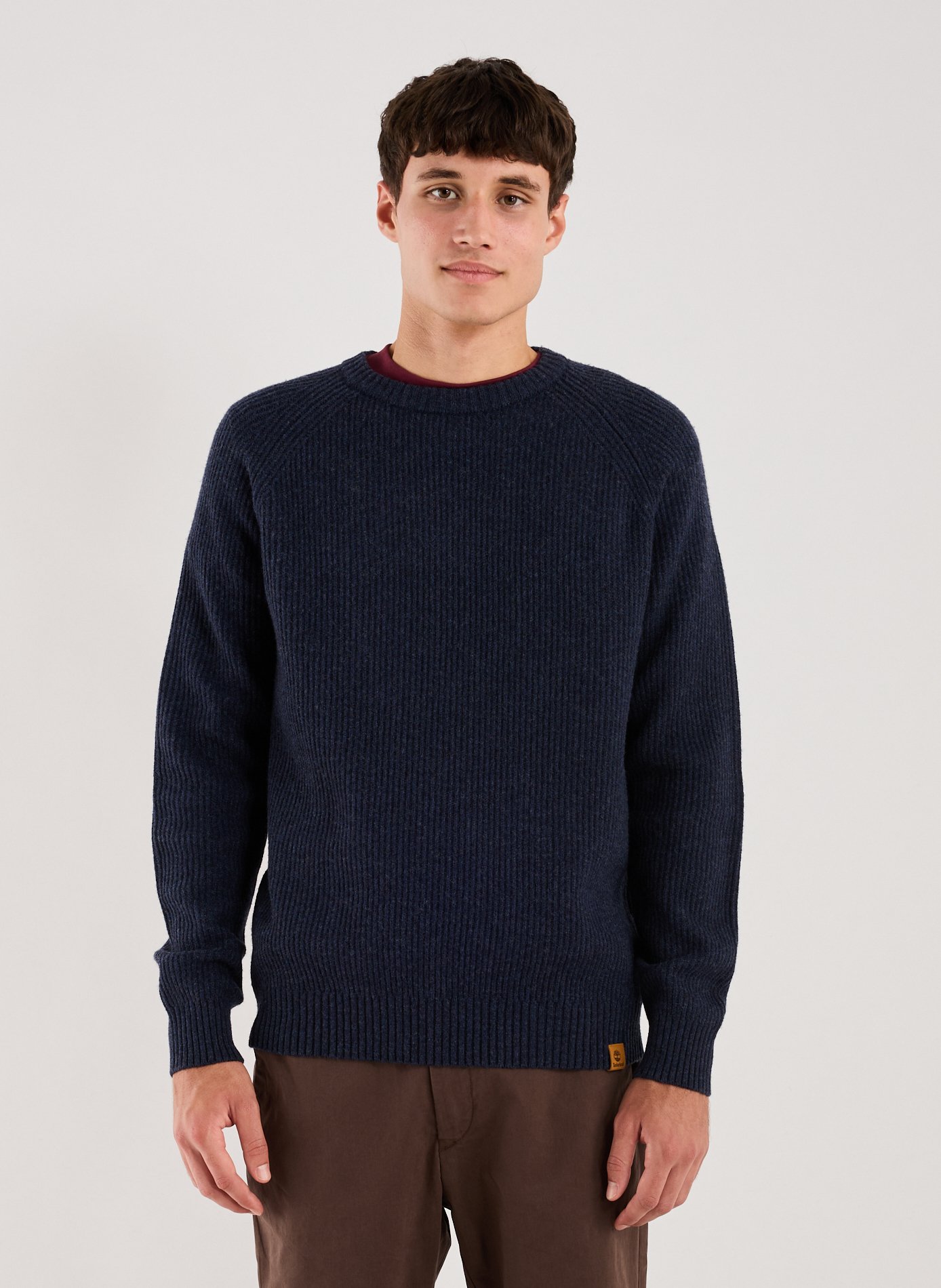 TIMBERLAND Straight ribbed knit cotton blend sweater Blue