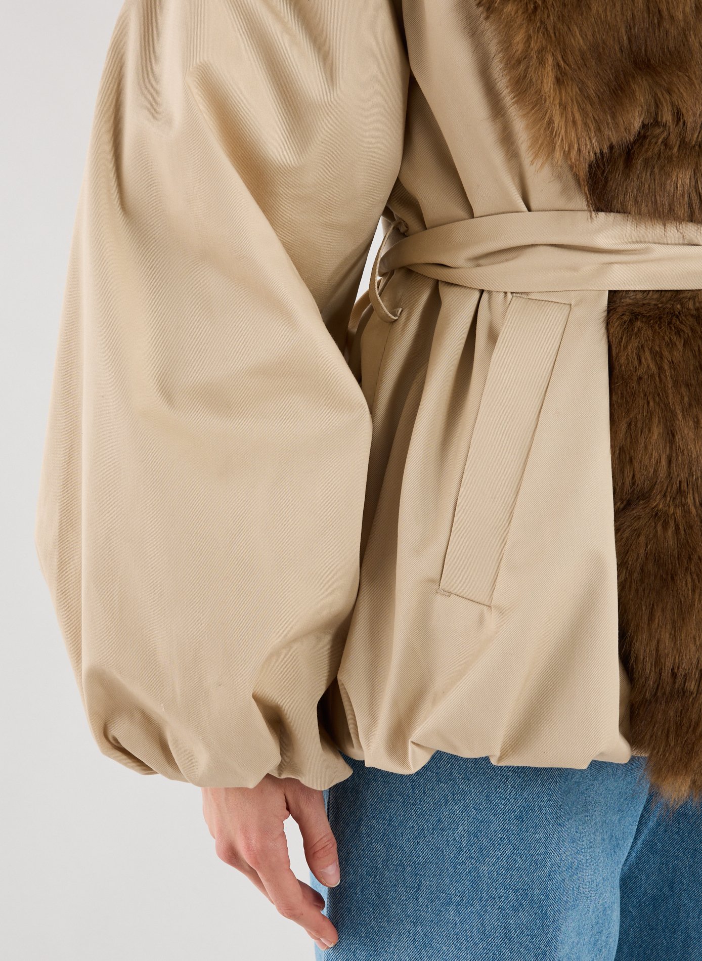 Veste d'exterieur à col fourré ROTATE Beige