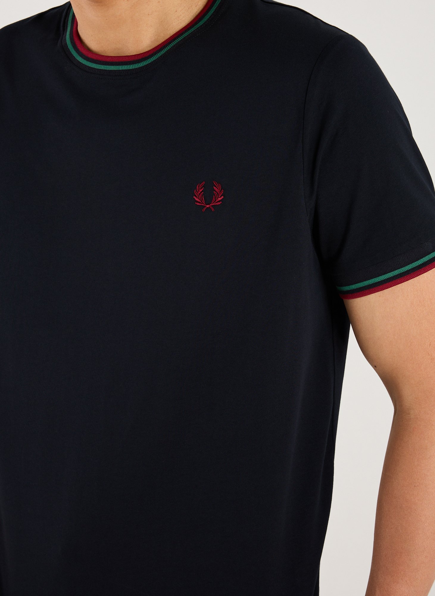 T-shirt brodé en coton FRED PERRY Bleu