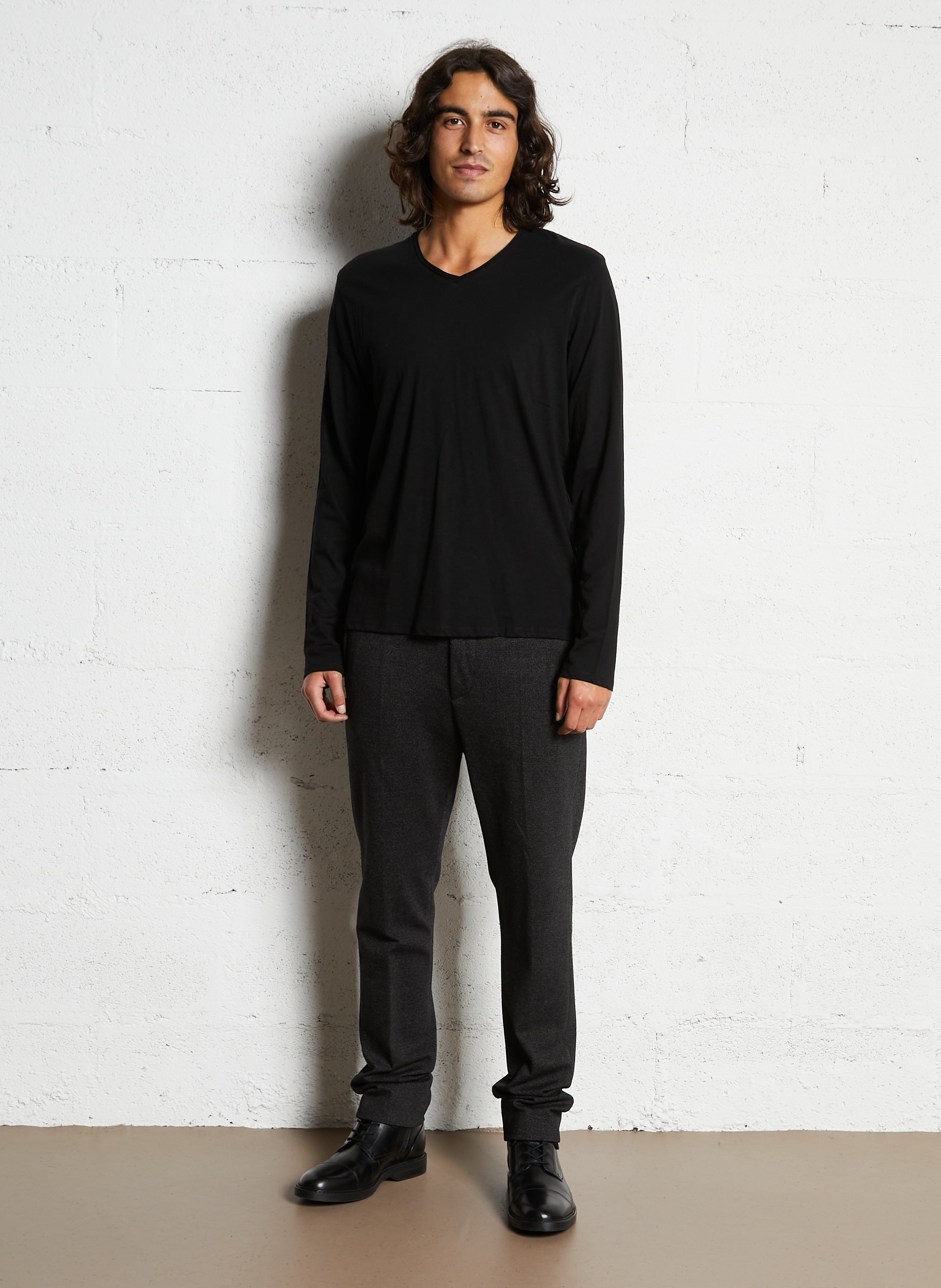 Tee-shirt droit vol v en coton Noir