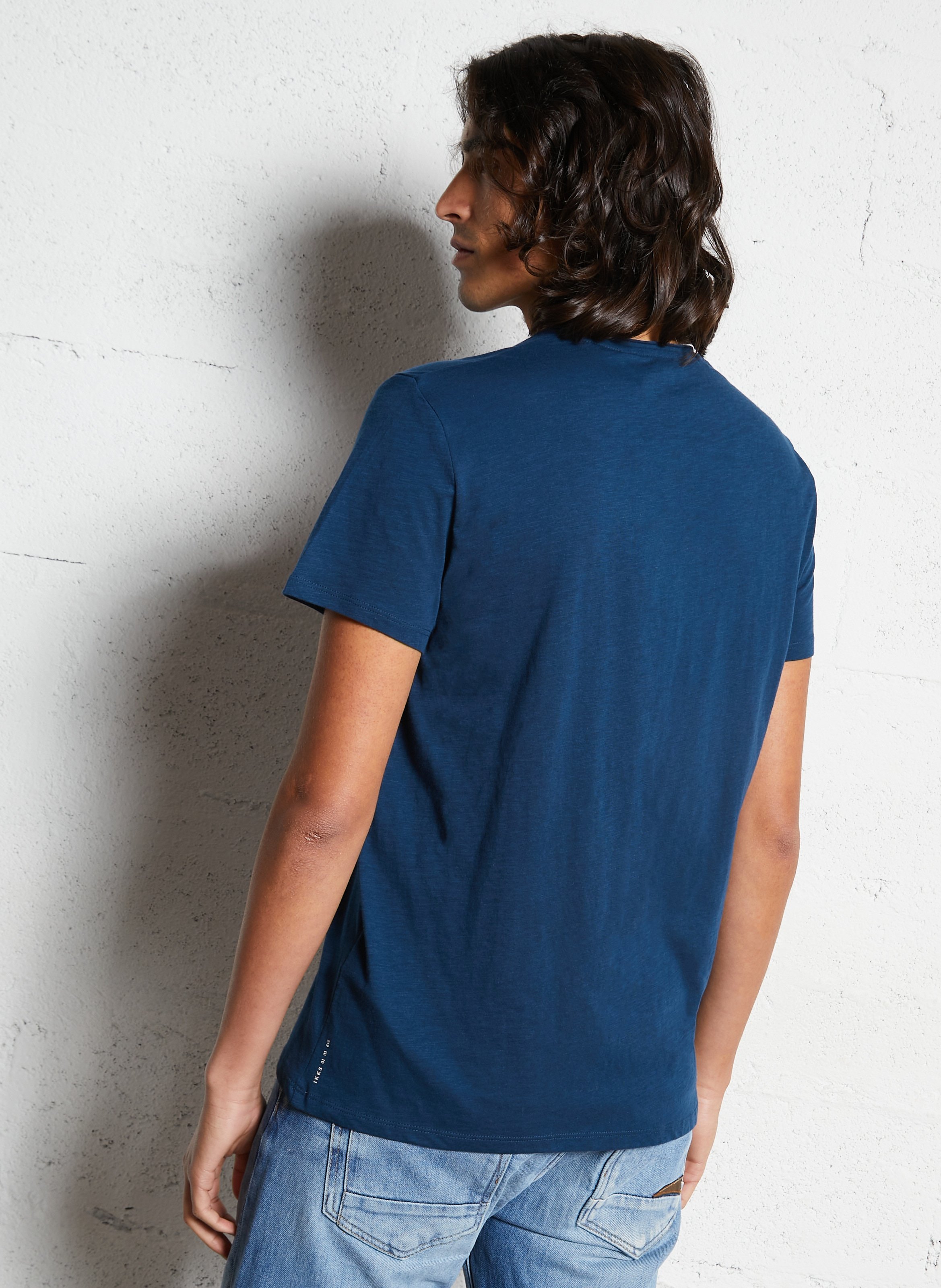 Tee-shirt col v en coton IKKS Bleu