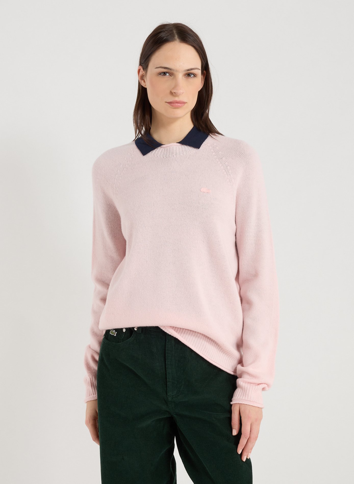 LACOSTE Pull col rond en laine Rose
