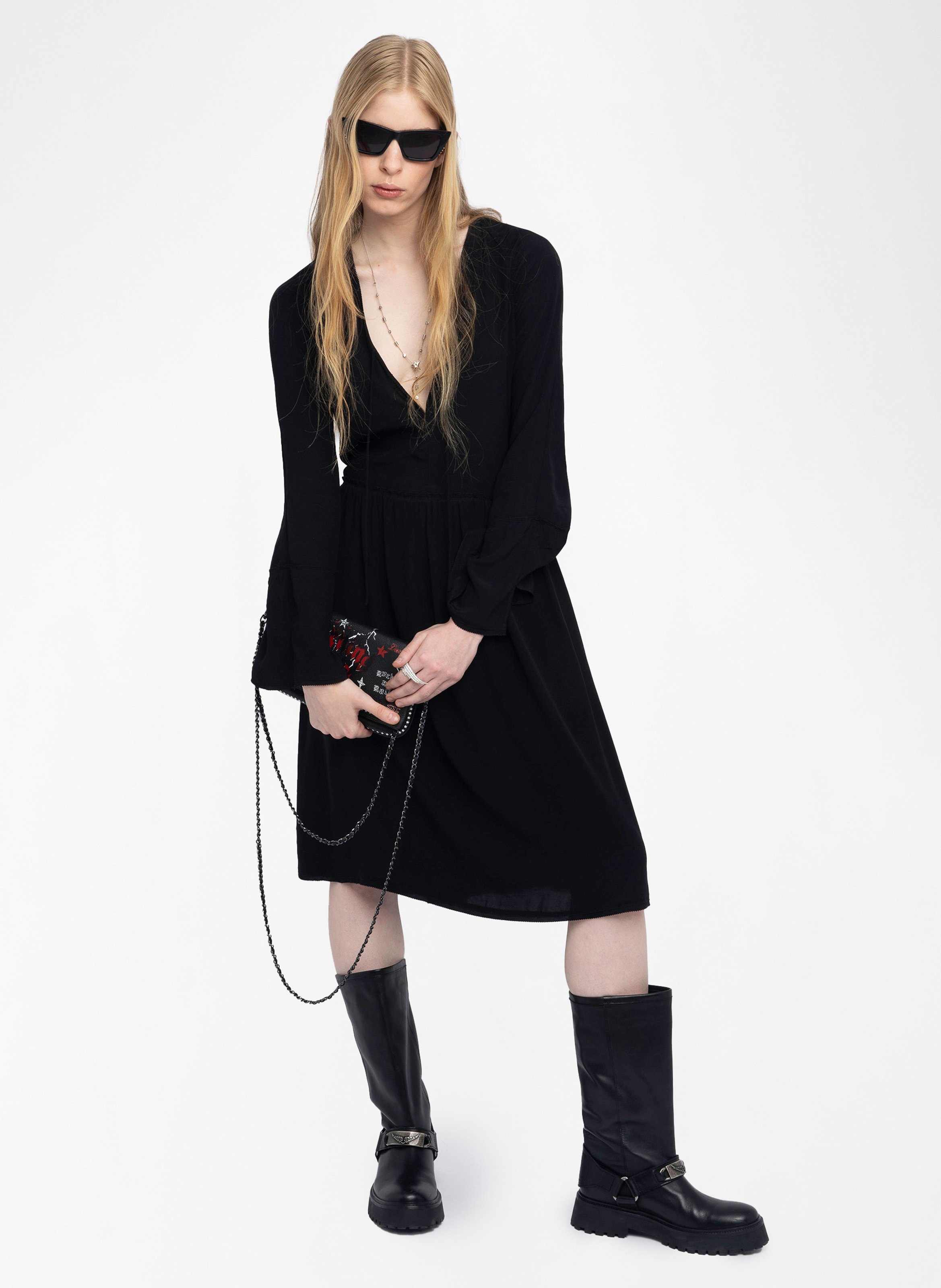 Robe longue col v rinas ZADIG&VOLTAIRE Noir