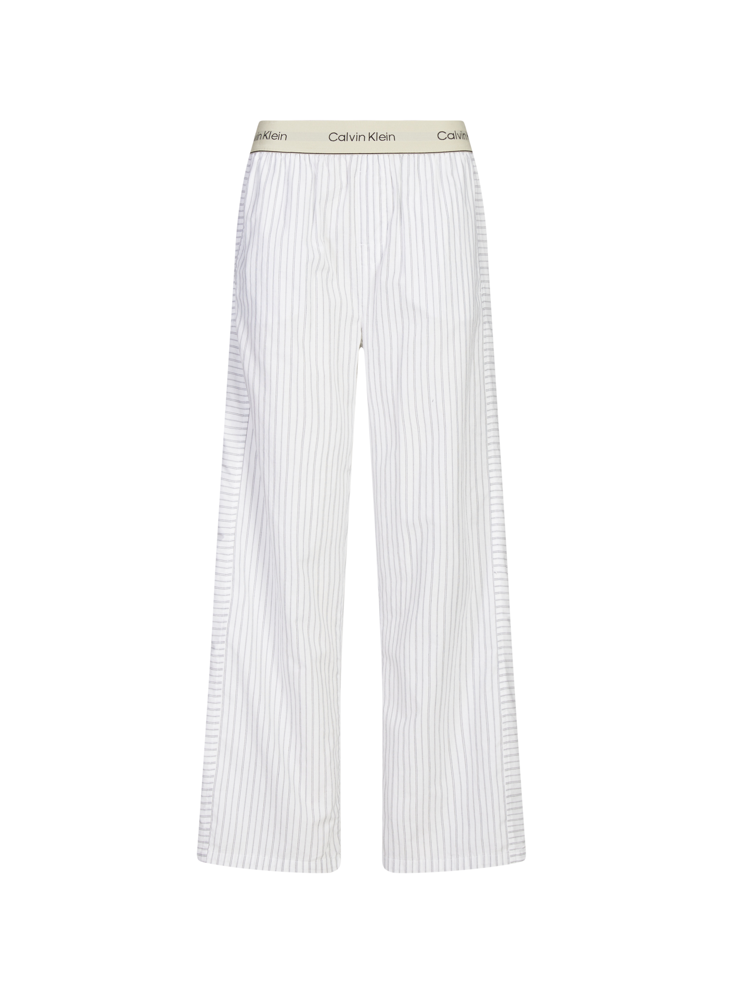 Pantalon droit à rayures en poplin CALVIN KLEIN Beige