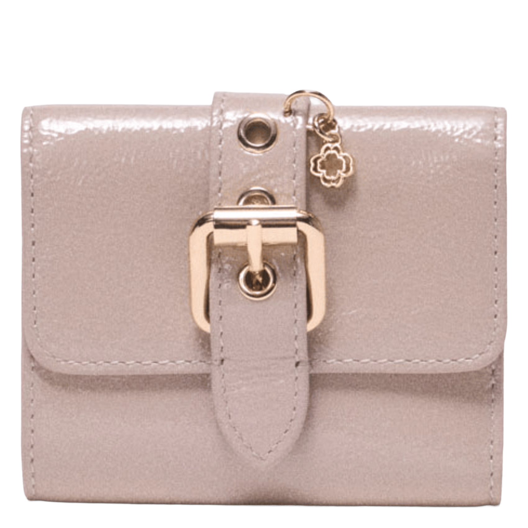 Portefeuille à rabat uni en cuir miss m MAJE Beige