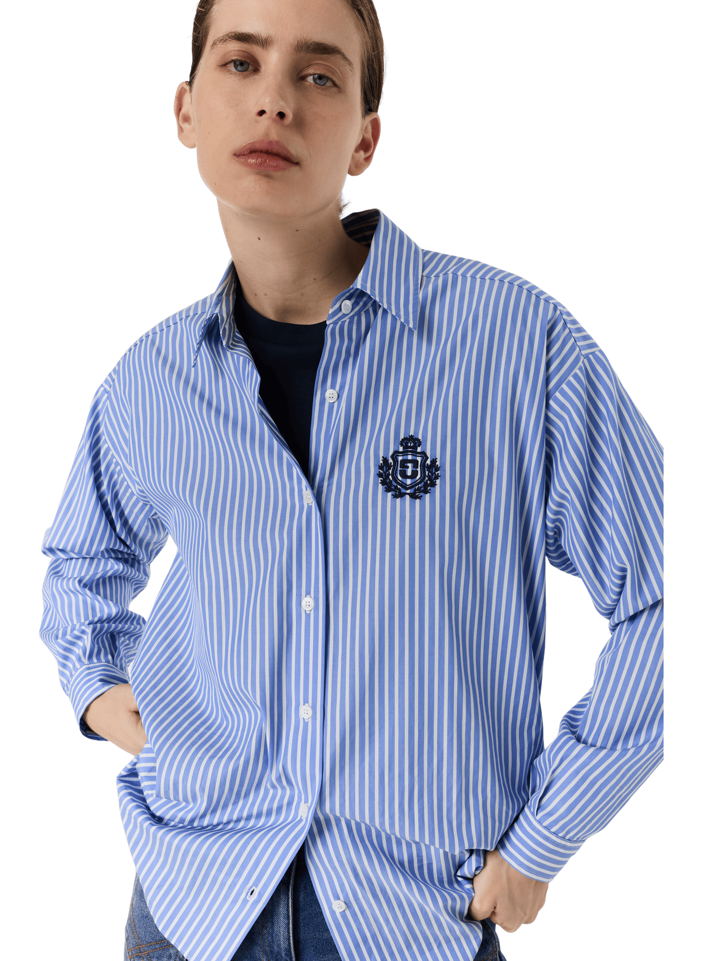 Chemise rayée à blason en coton - cyndra GERARD DAREL Blanc