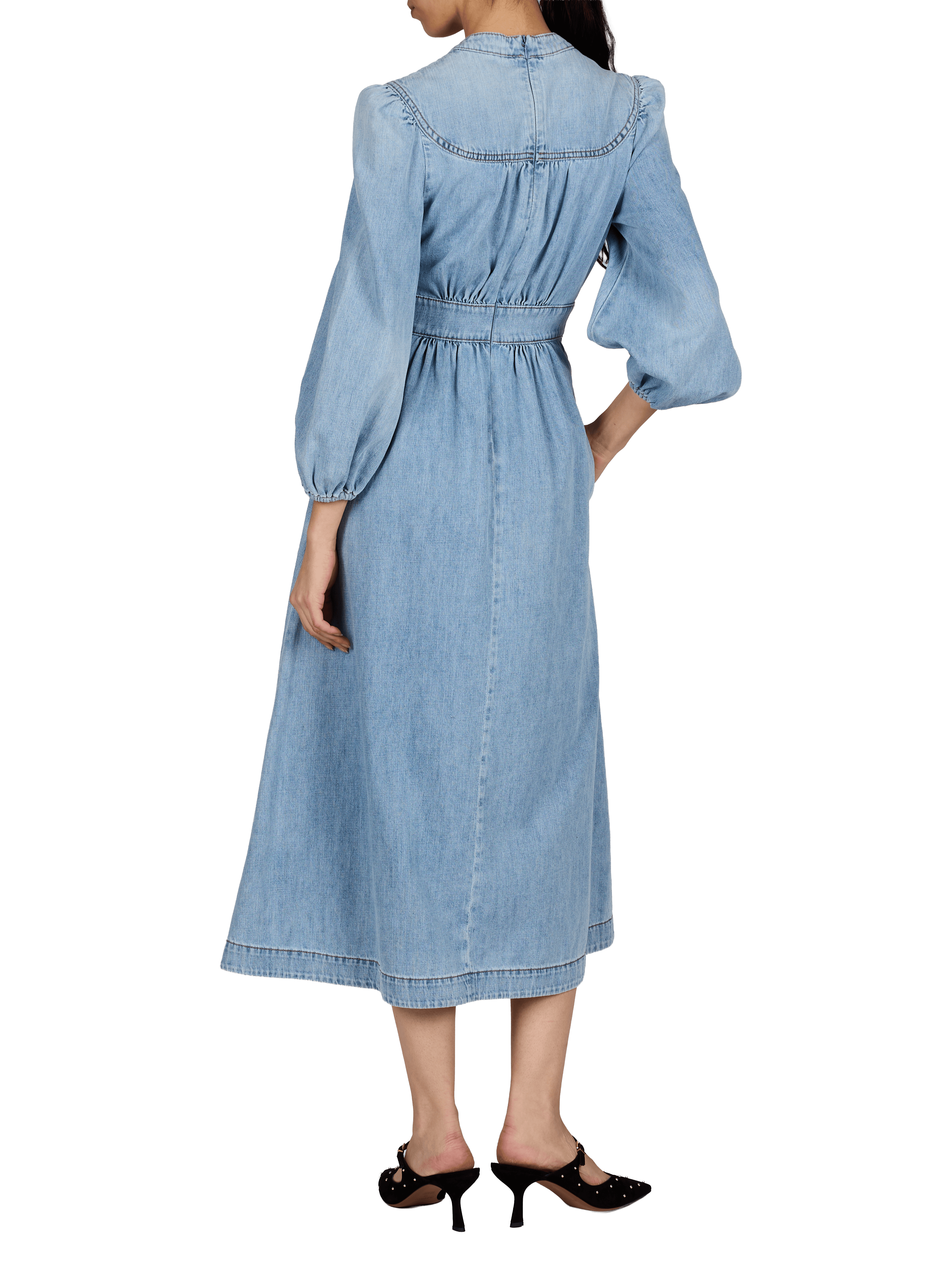 Long cotton V-neck dress ZIMMERMANN Blue