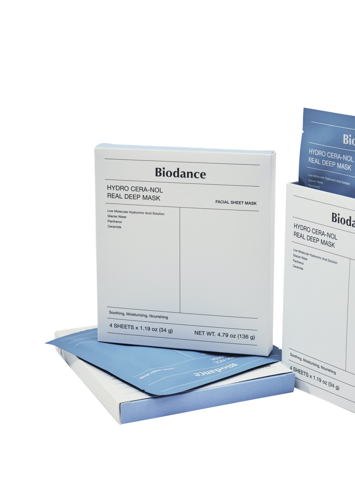 Pack de 4 Masques Hydratant intense à l'Acide Hyaluronique et aux Céramides Cera-Nol BIODANCE No color