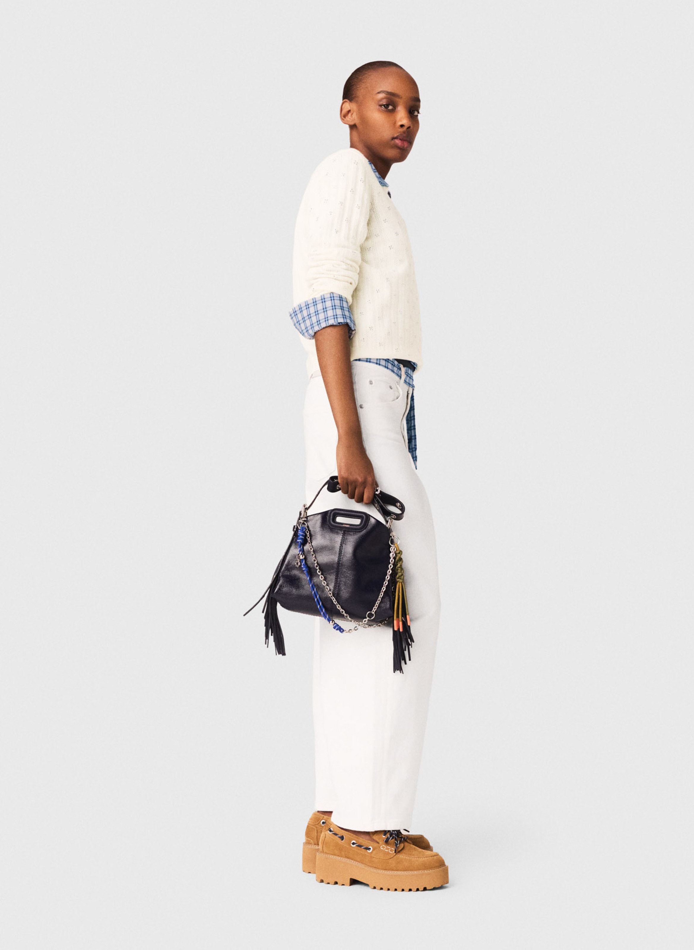 Pull col rond en laine mélangée MAJE Beige