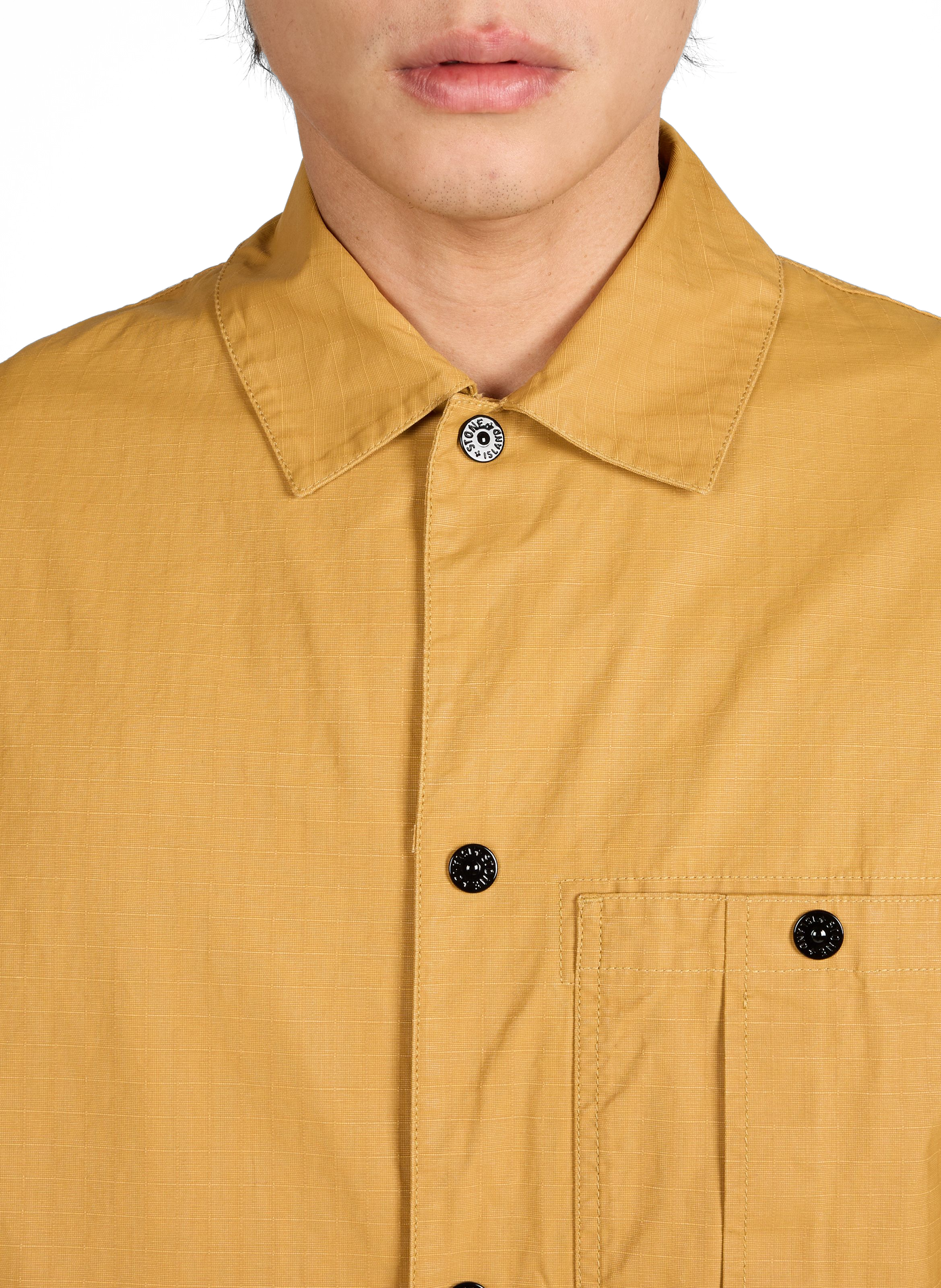 Straight overshirt with classic collar in cotton STONE ISLAND Yellow