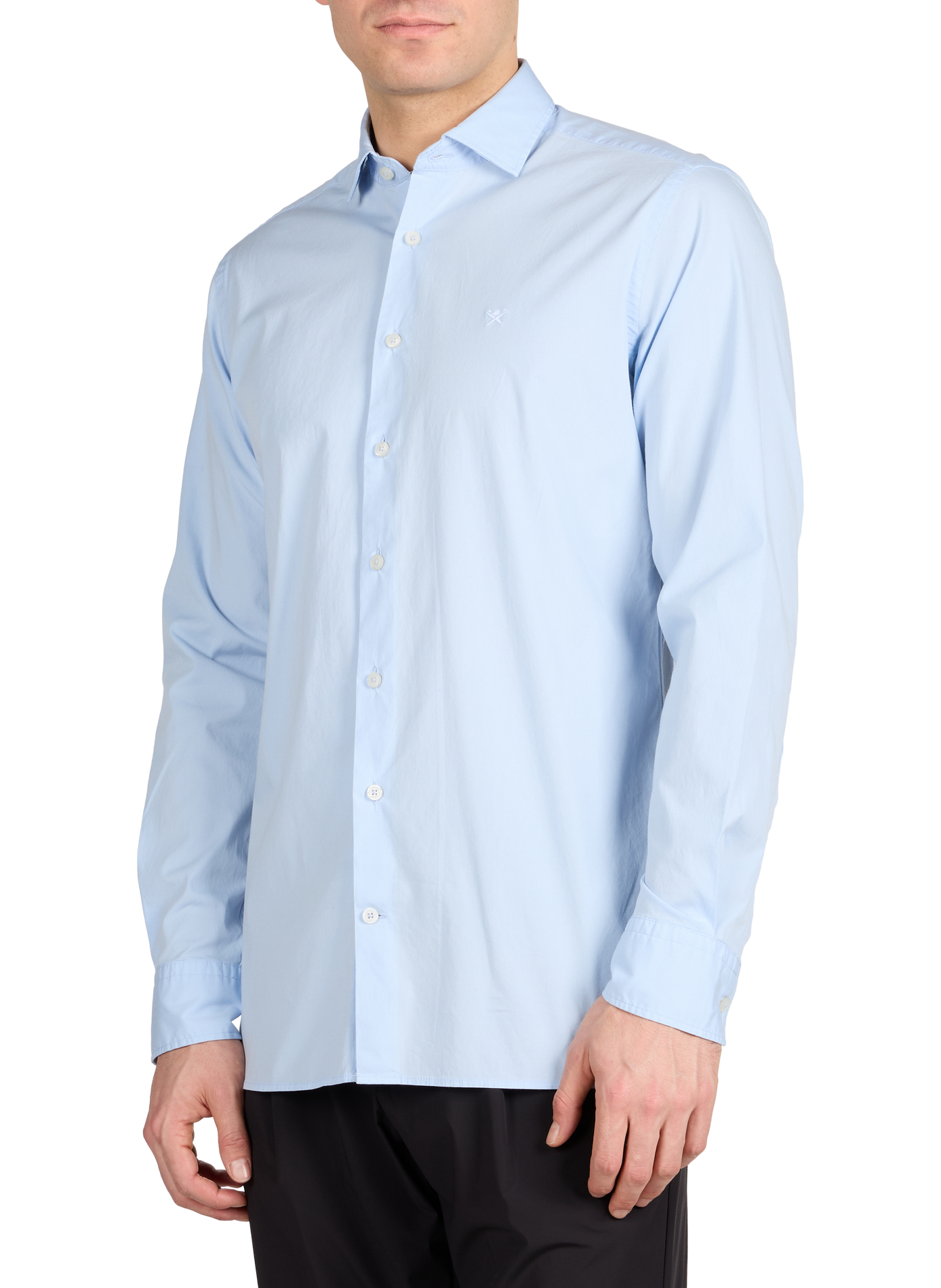 Chemise unie col classique en coton HACKETT Bleu