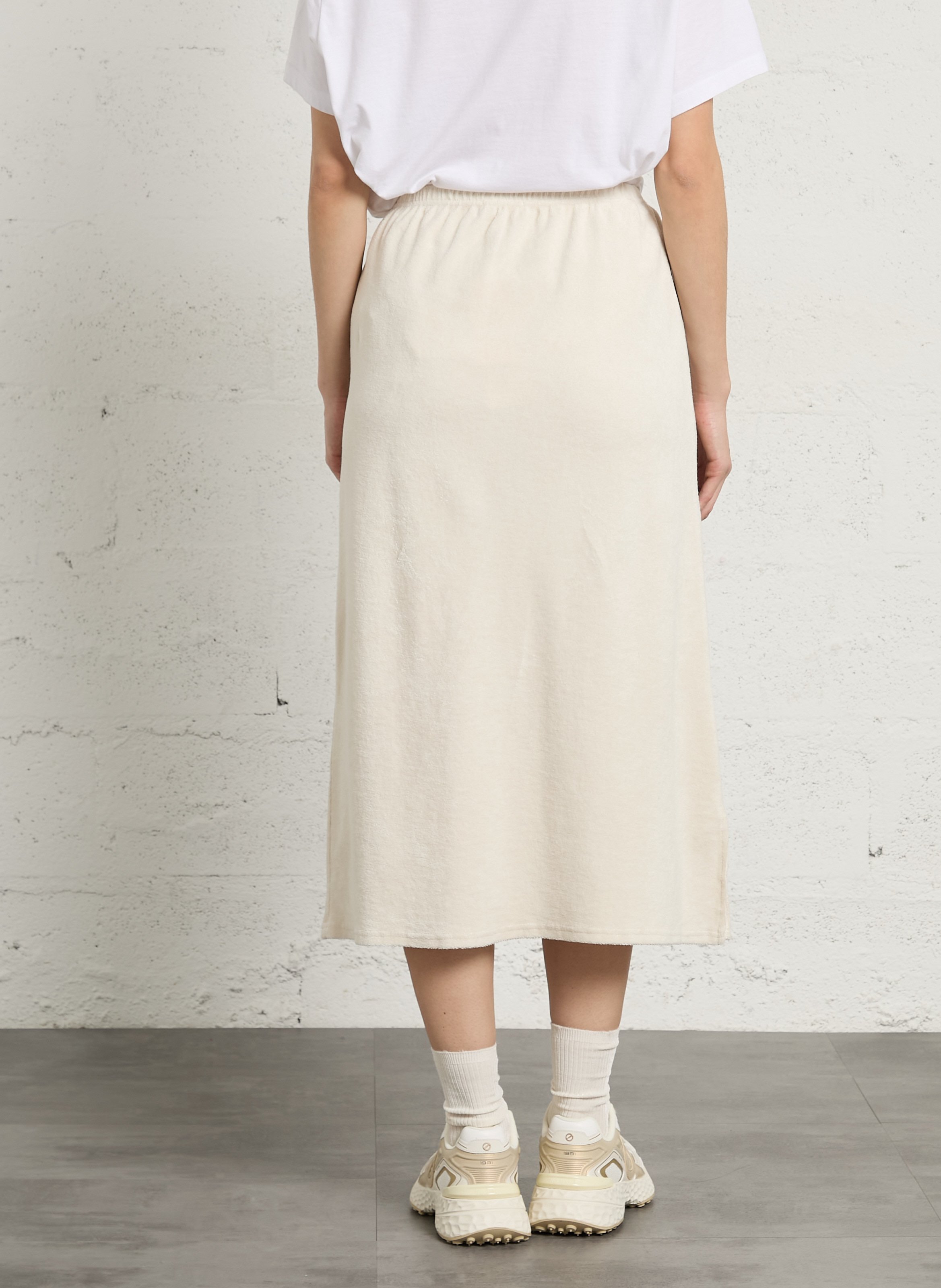 Jupe longue élastiquée unie en coton fuxow AMERICAN VINTAGE Beige