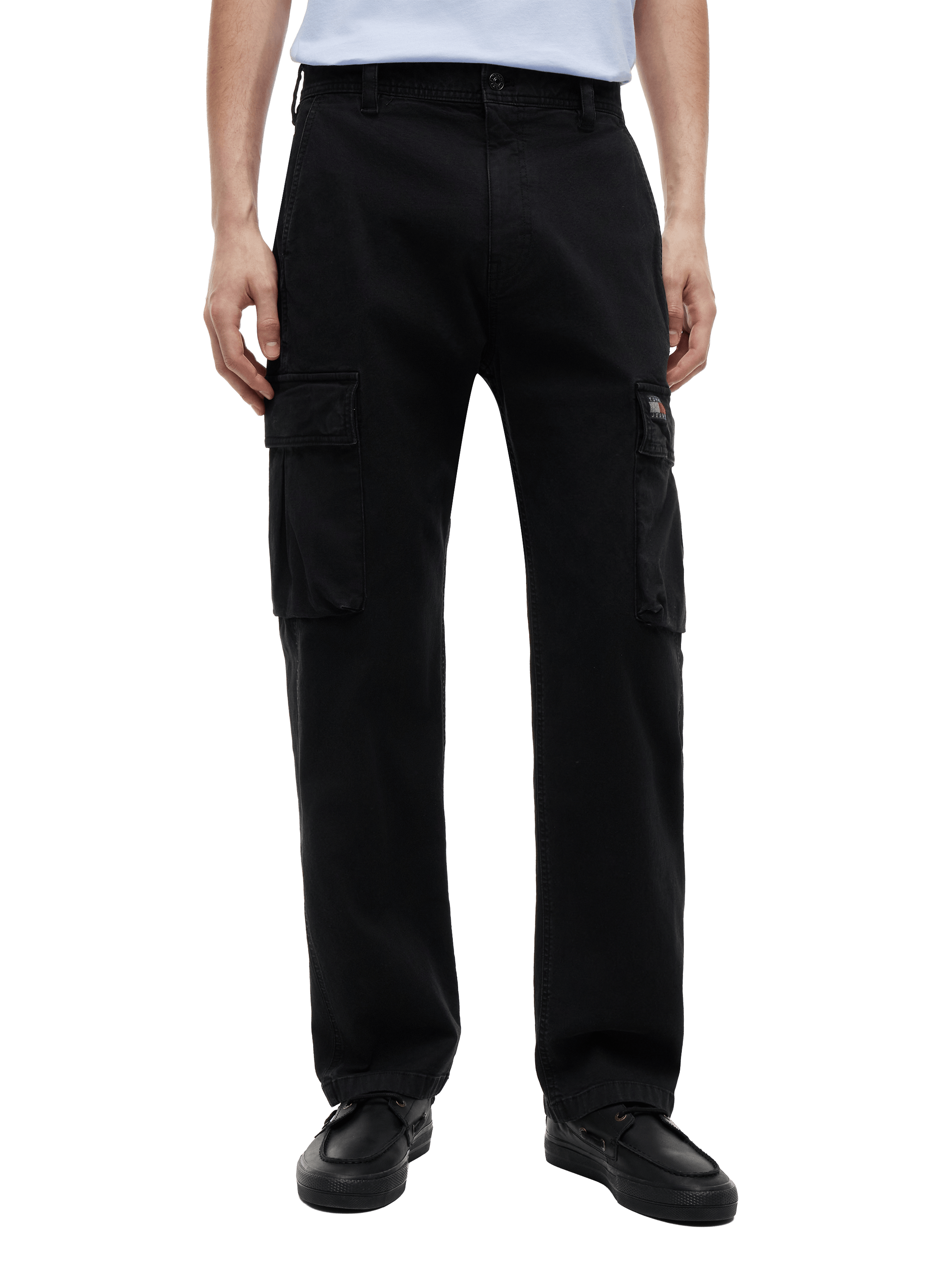 Straight cargo pants in mixed cotton TOMMY HILFIGER Black