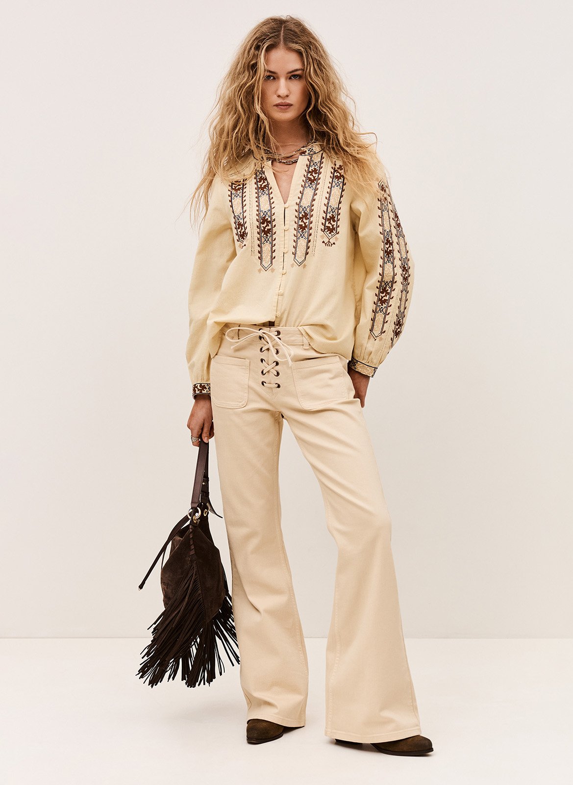 Blouse ample en coton mélangé faustina BA&SH Beige