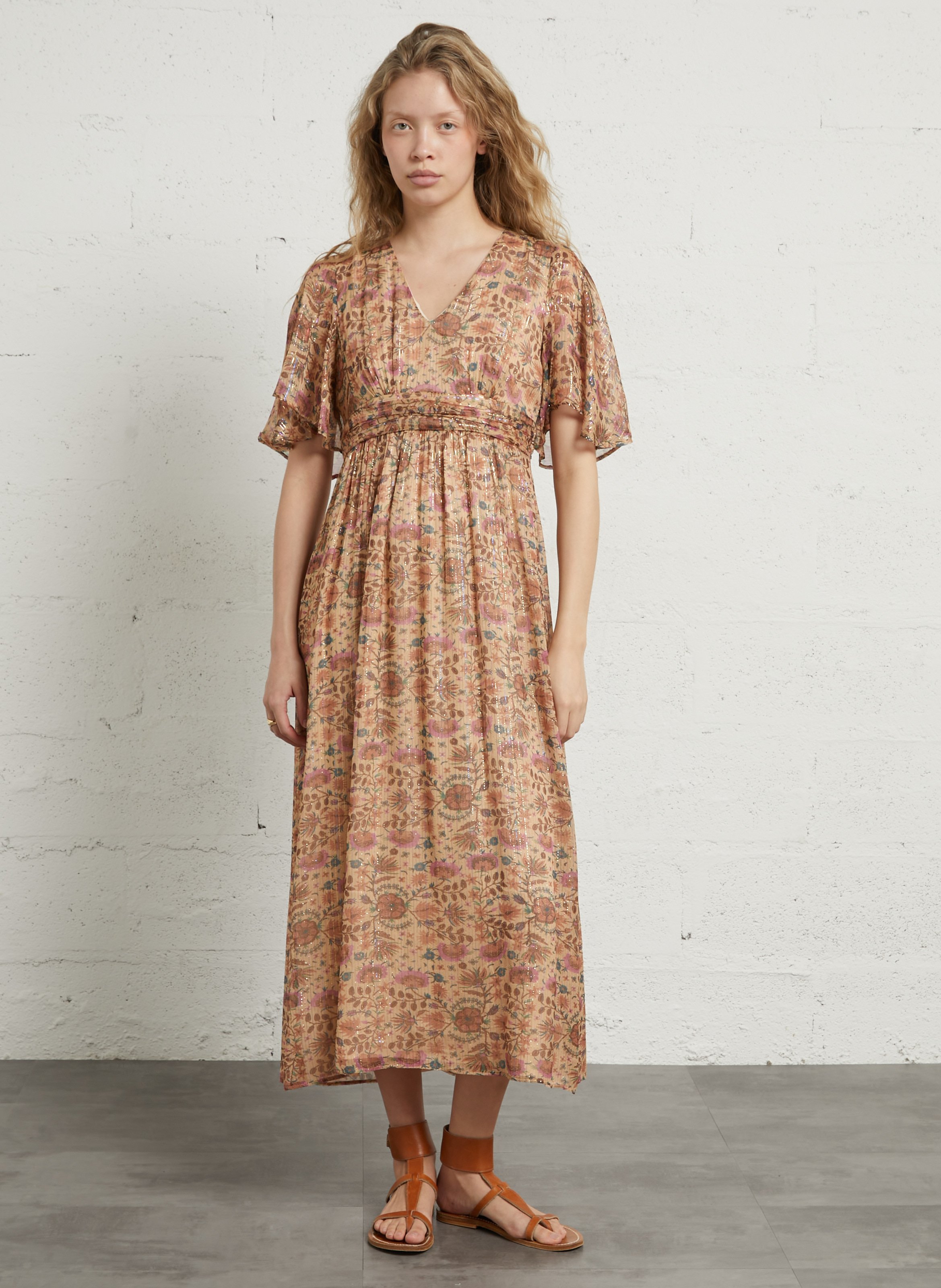 Robe longue imprimée bali MAISON 123 Beige