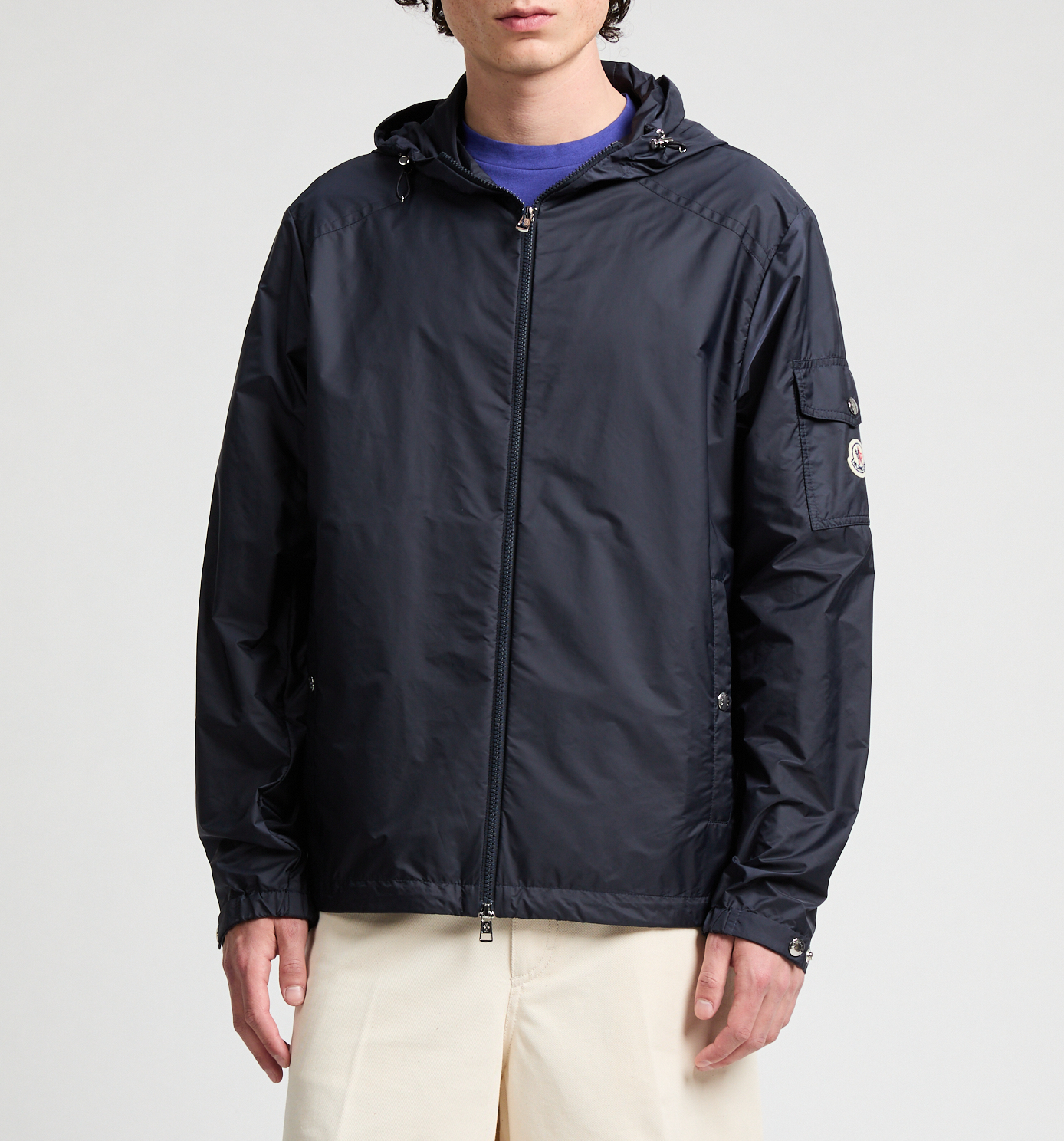 Recycled polyester-blend windbreaker jacket MONCLER Blue