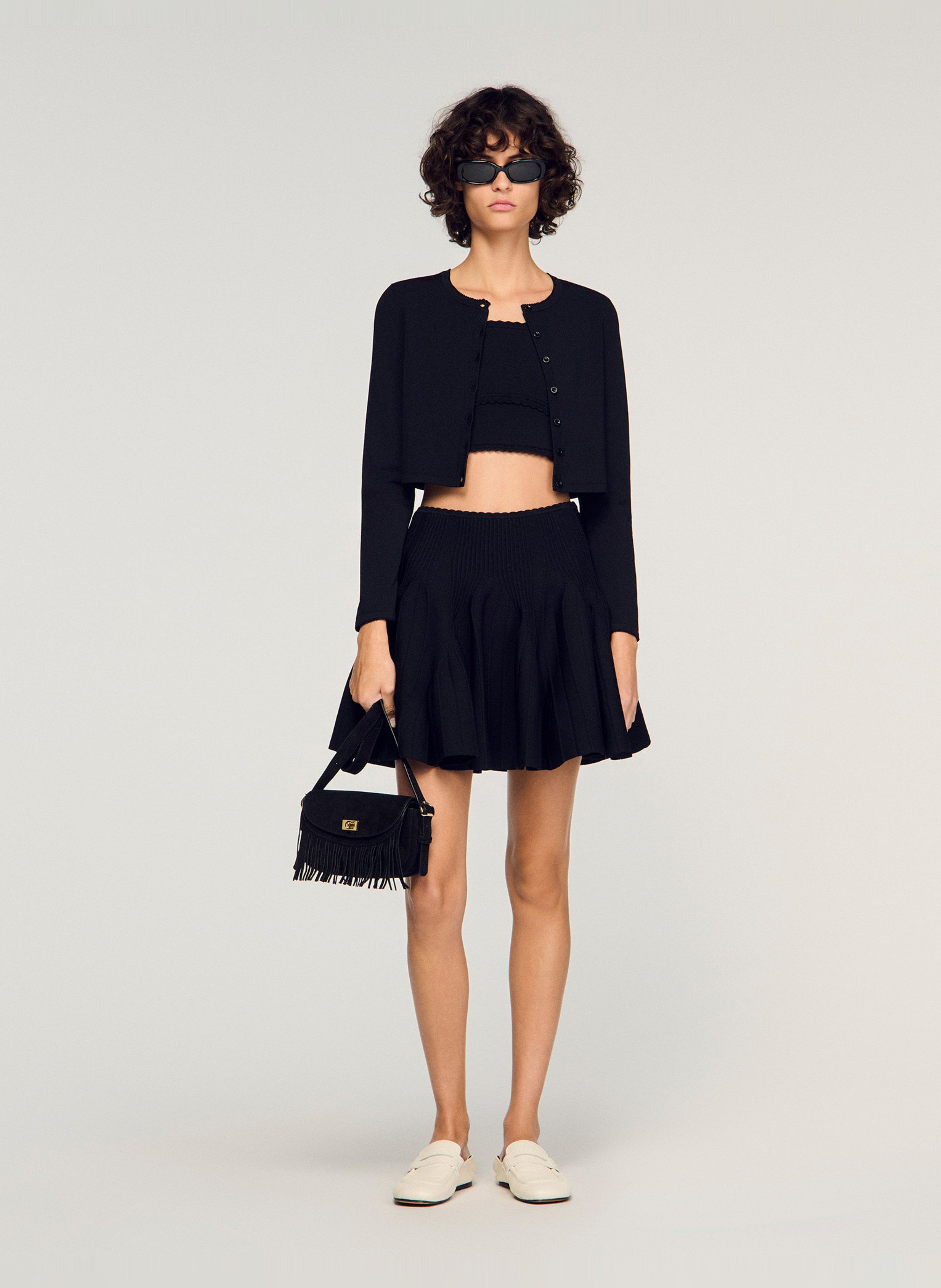 Sac bandoulière en cuir SANDRO Noir